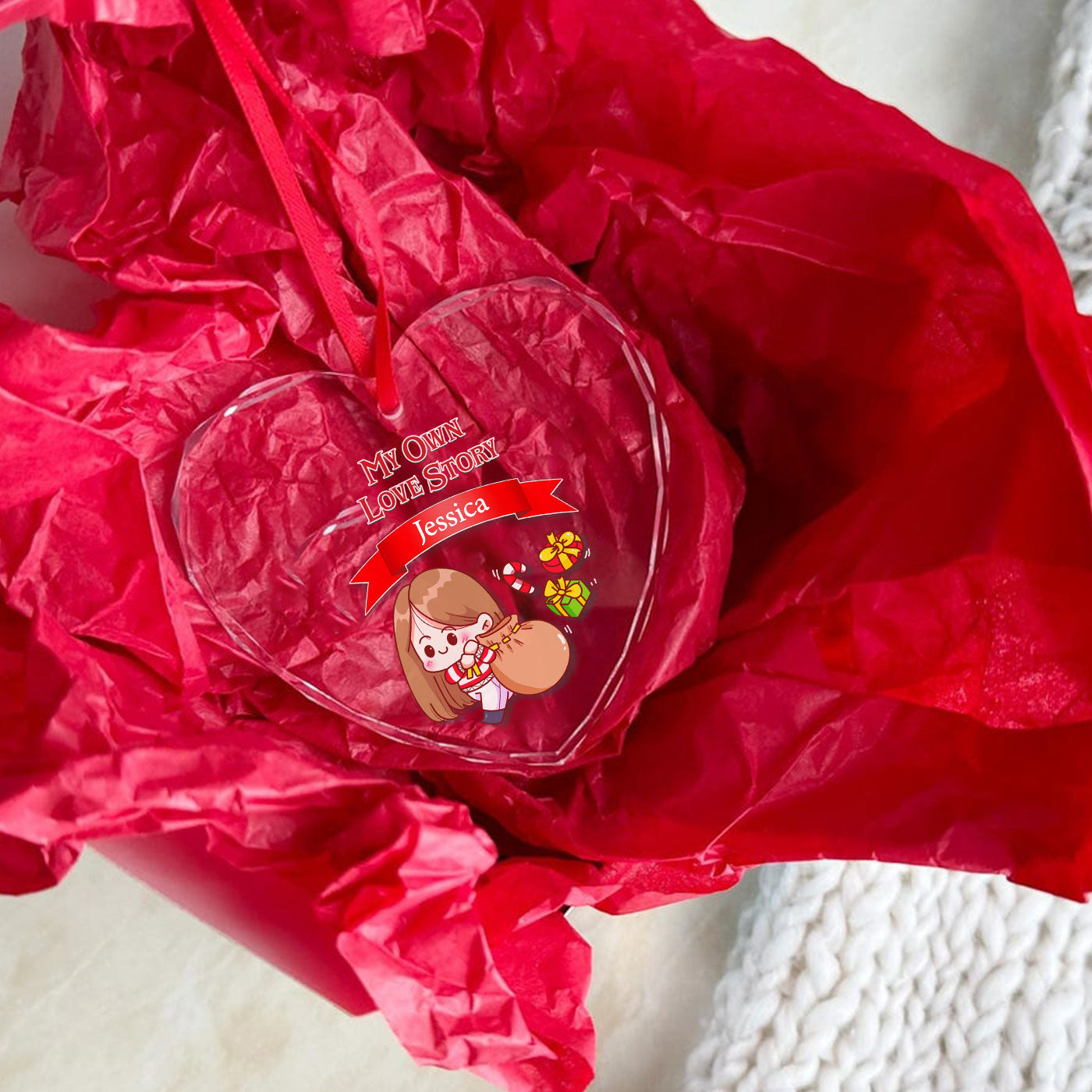 My Own Love Story | Holiday Gift Giving Christmas | Glass Ornament