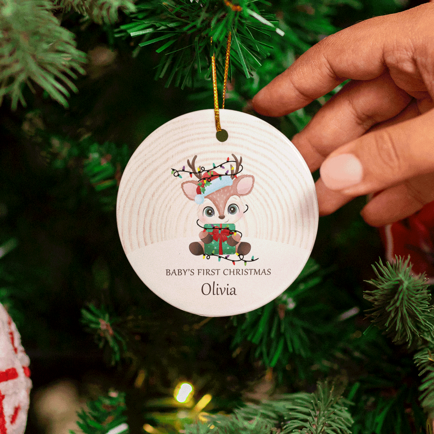 Baby's First Christmas  | Cute Reindeer | Ceramic Ornament