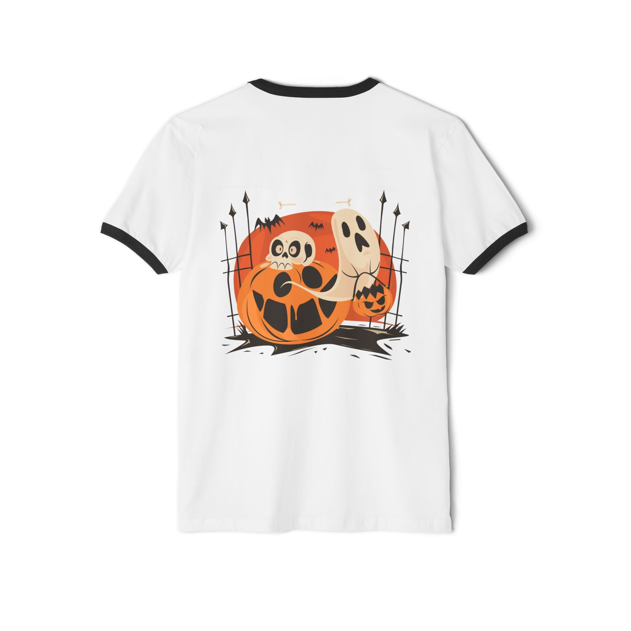 Halloween with Pumpkins | Unisex Cotton Ringer T-Shirt