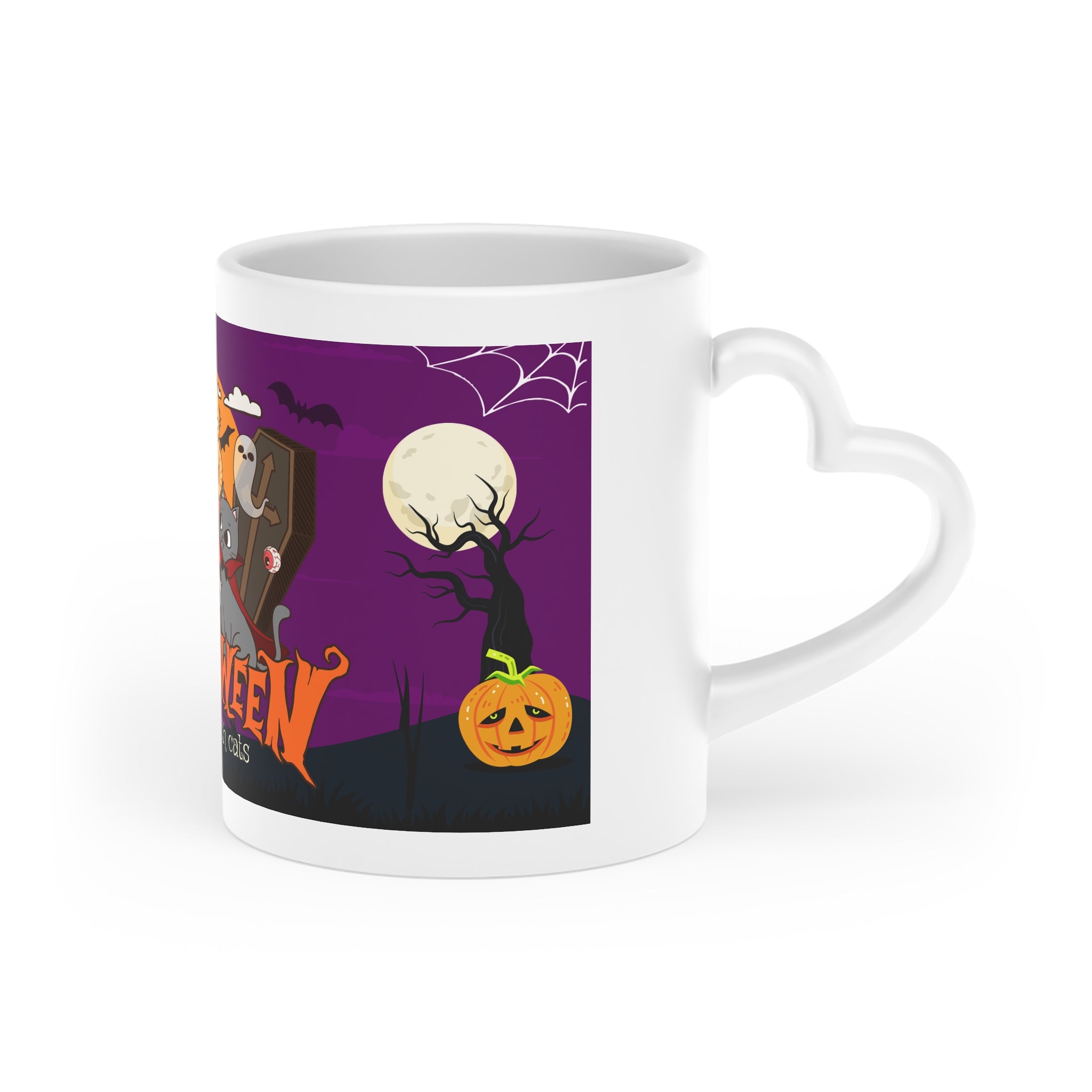 Happy Halloween is Better with Cats | Heart-Shaped Mug