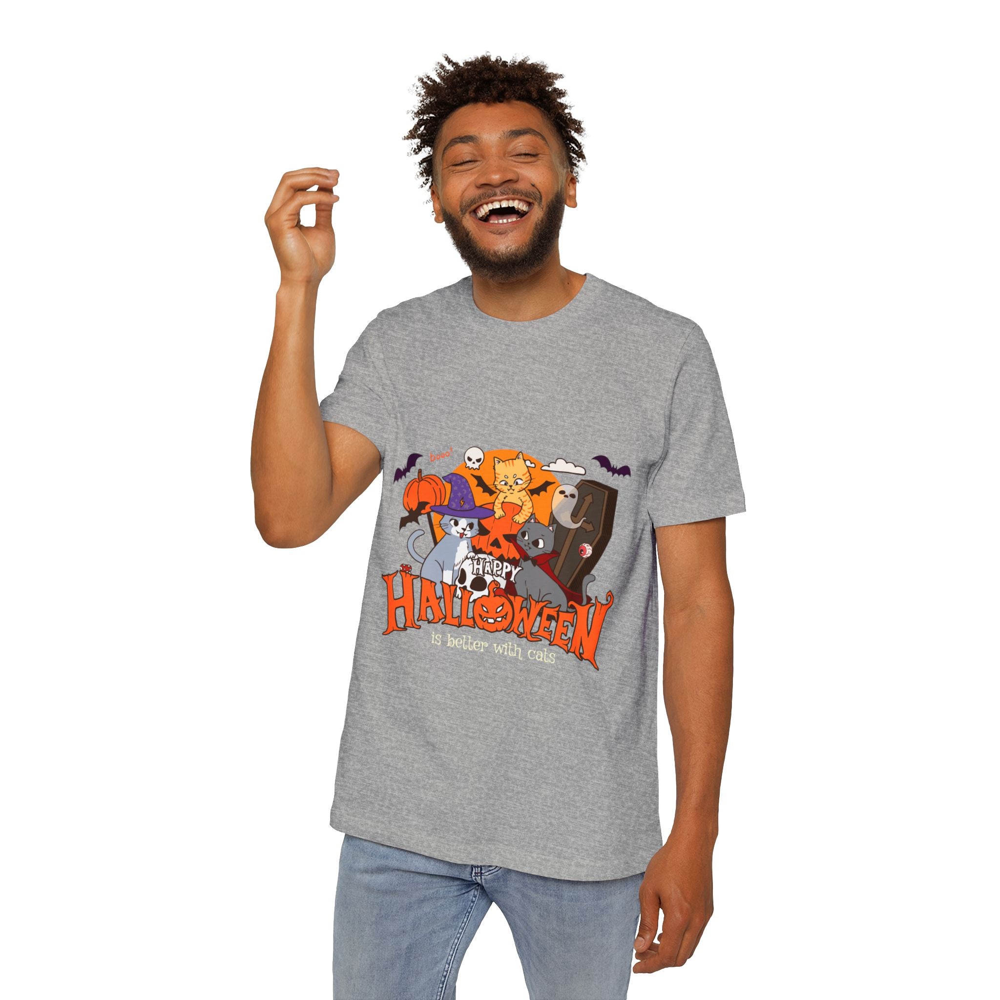 Halloween is Better with Cats | USA-Made Unisex Short-Sleeve Jersey T-Shirt