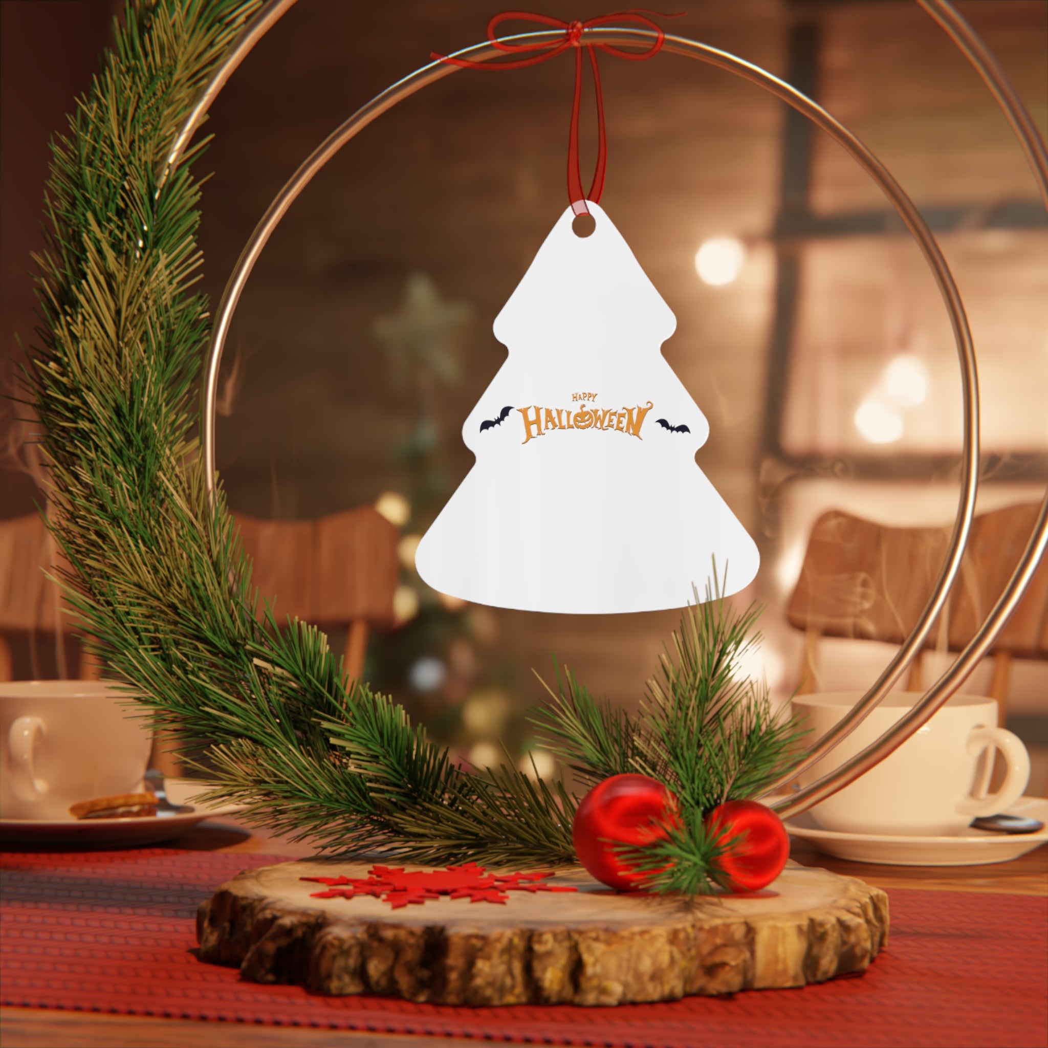 Halloween with Bats | Metal Ornaments