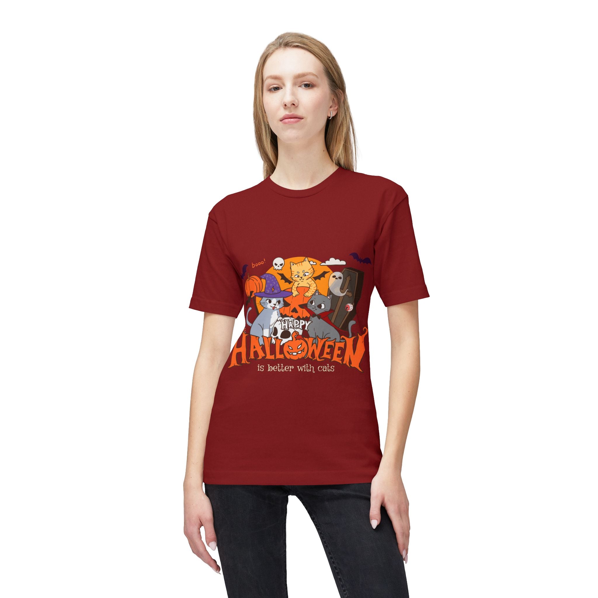 Halloween is Better with Cats | Unisex Midweight T-shirt, Made in US