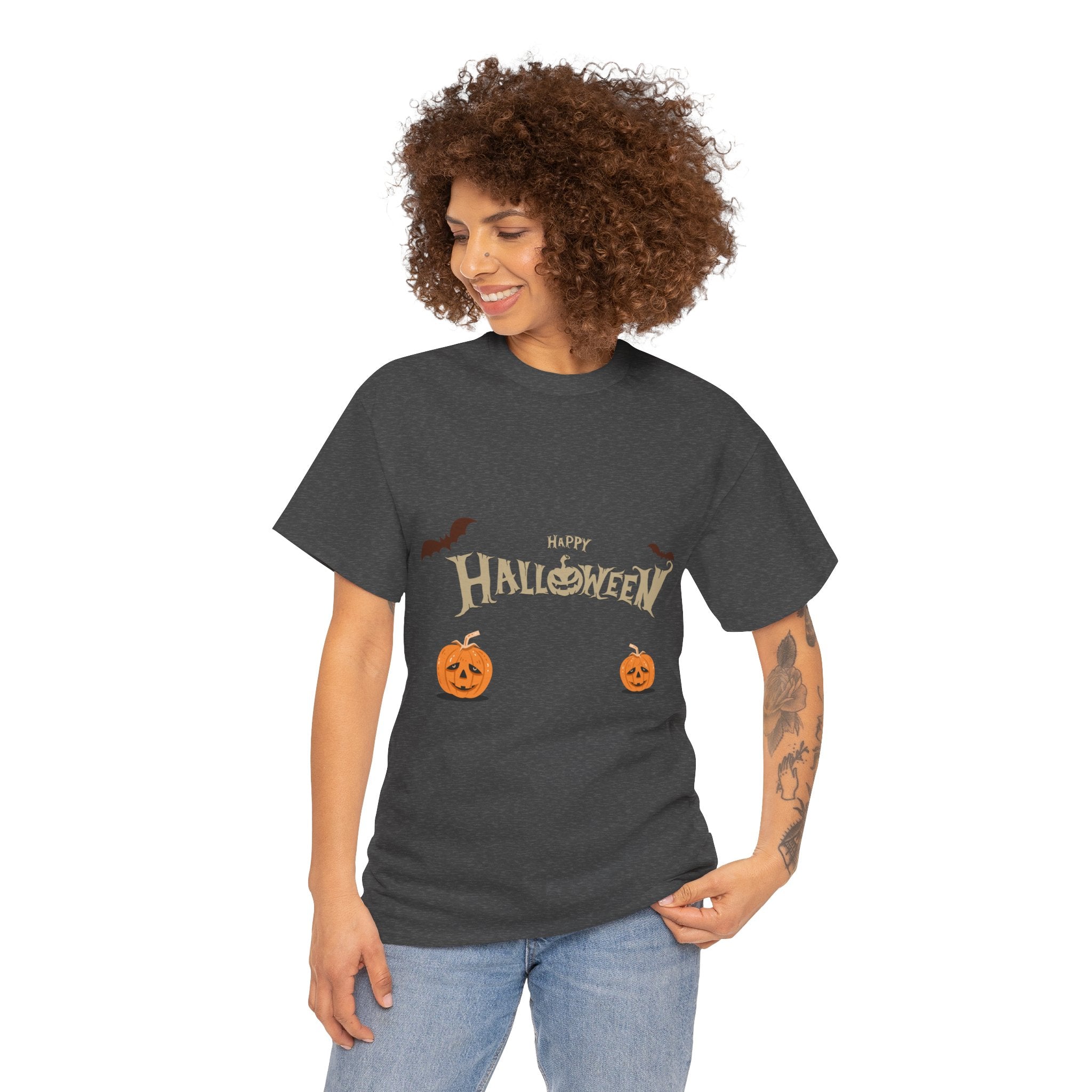 Halloween with Pumpkin | Unisex Heavy Cotton Tee