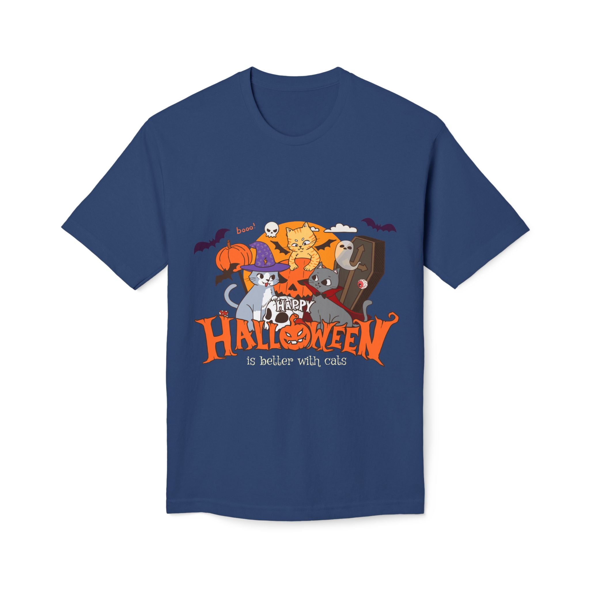 Halloween is Better with Cats | Unisex Midweight T-shirt, Made in US