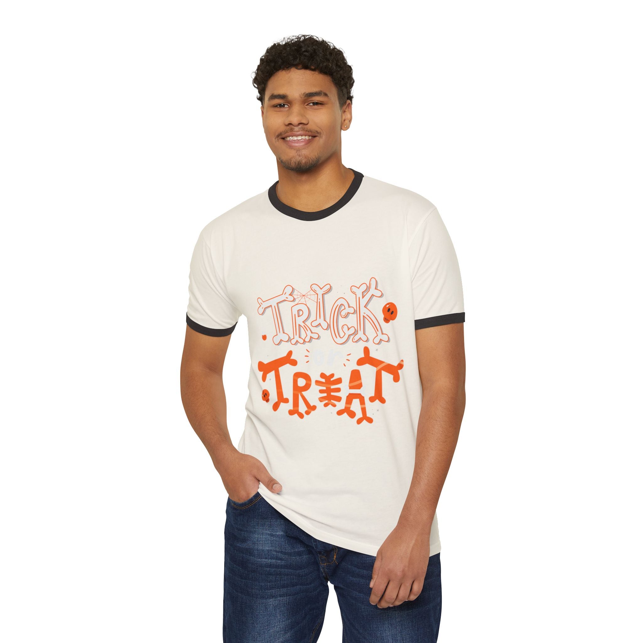 Halloween Trick or Treat | Unisex Cotton Ringer T-Shirt