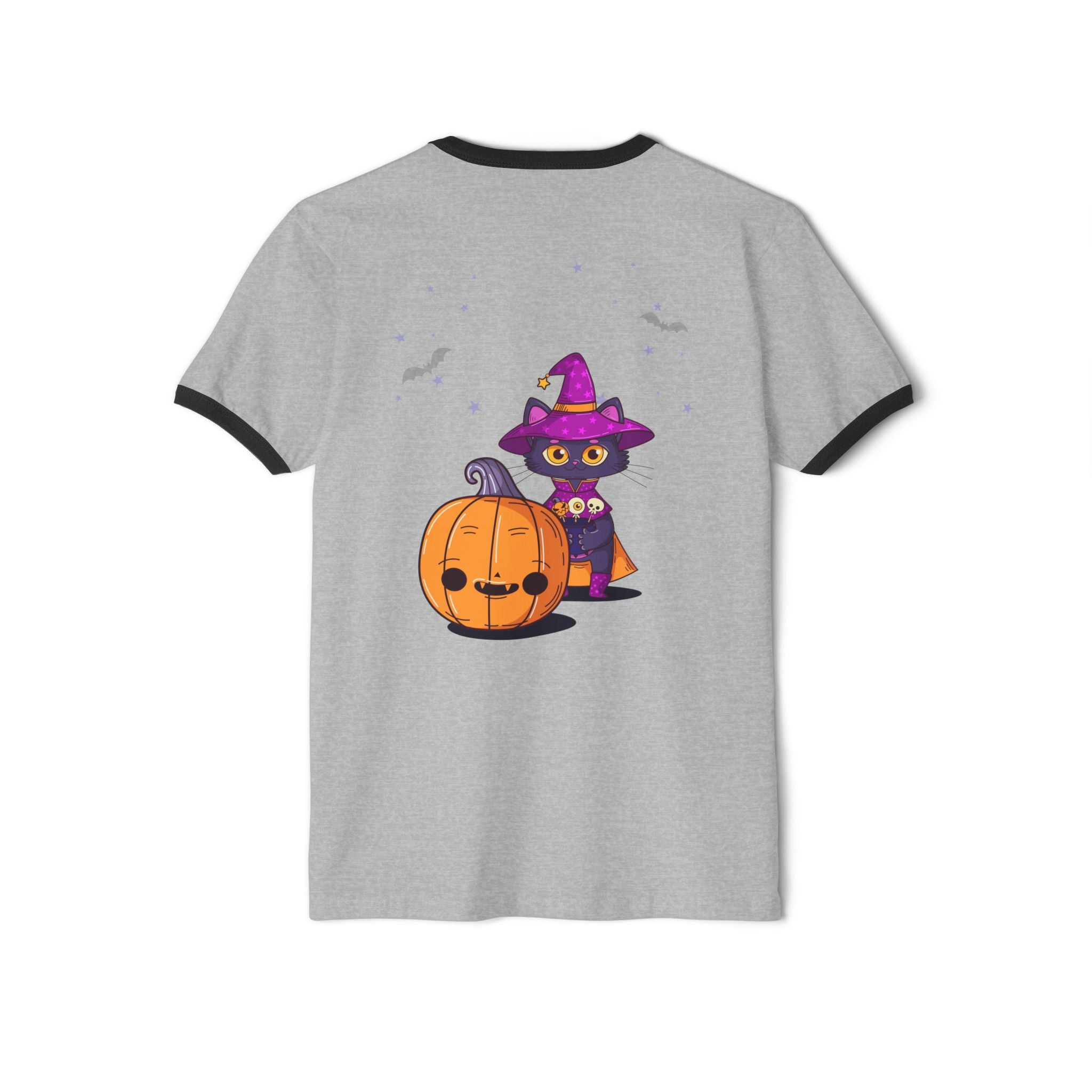 Halloween with Witch's Cats | Unisex Cotton Ringer T-Shirt