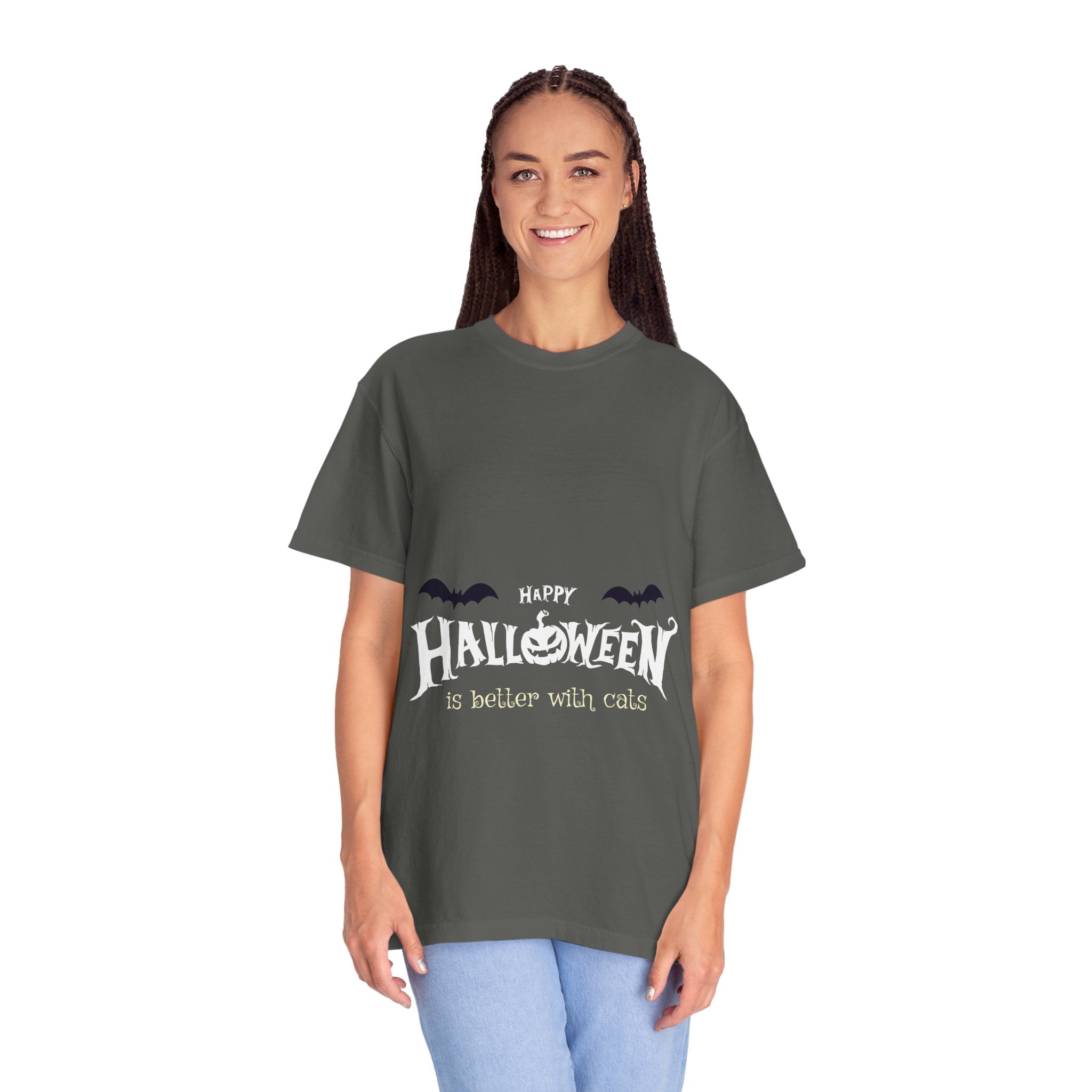 Halloween with Witch's Cats | Unisex Garment-Dyed T-shirt