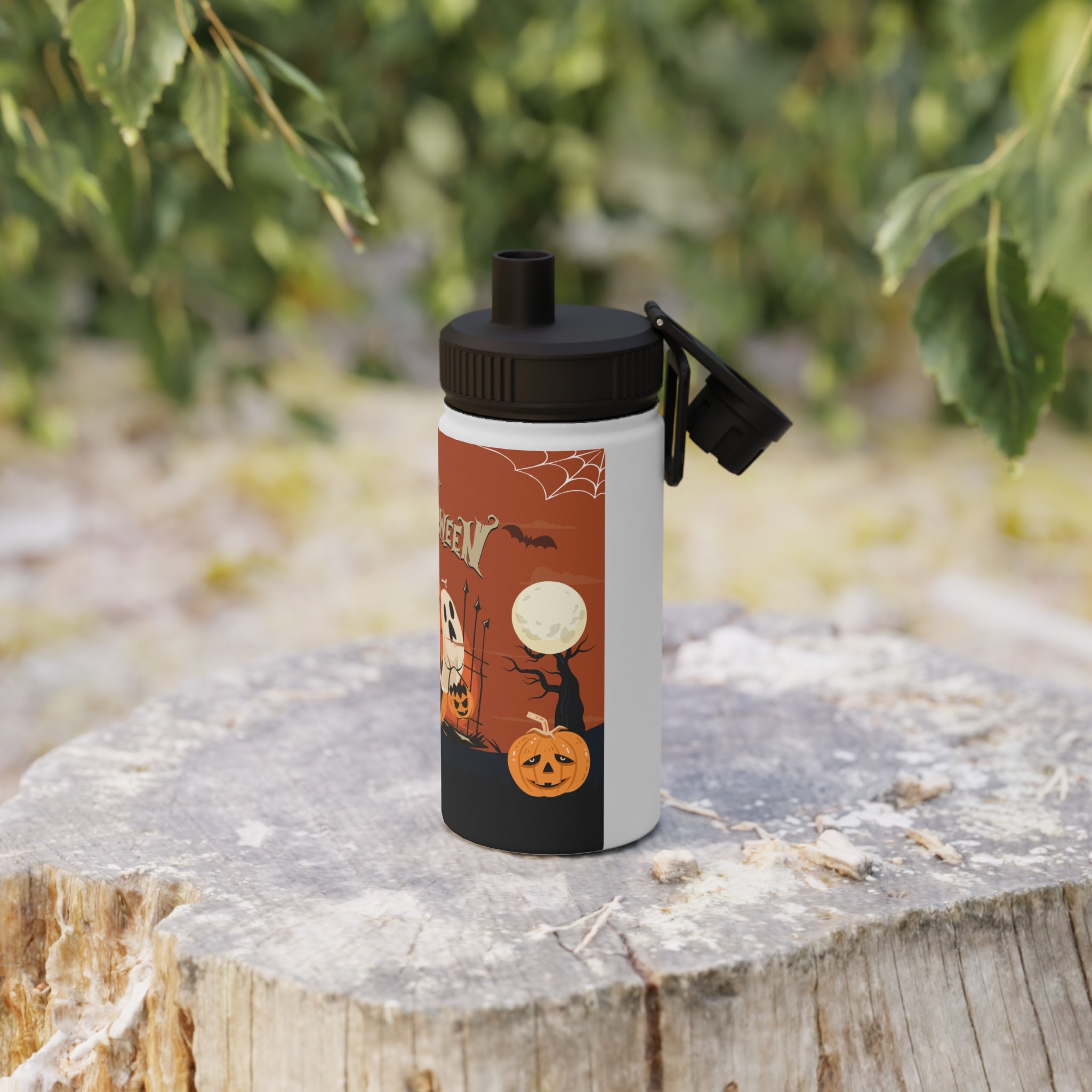 Happy Halloween with Pumpkin | Stainless Steel Water Bottle, Sports Lid