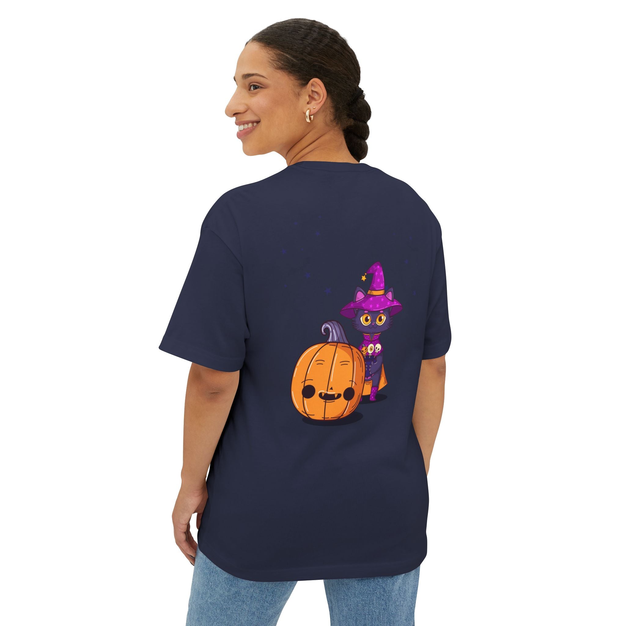 Halloween with Witch's Cats | Unisex Oversized Boxy Tee