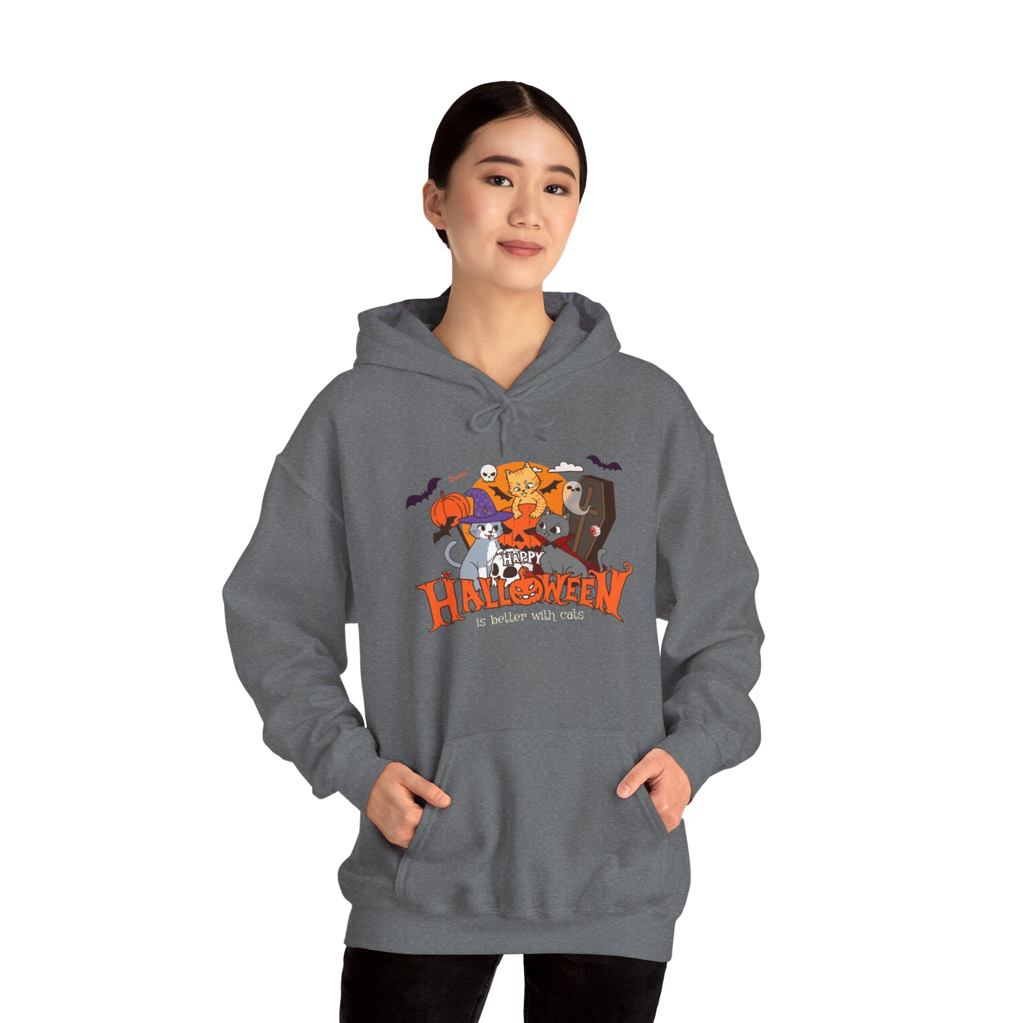 Halloween is Better with Cats | Unisex Heavy Blend Hooded Sweatshirt