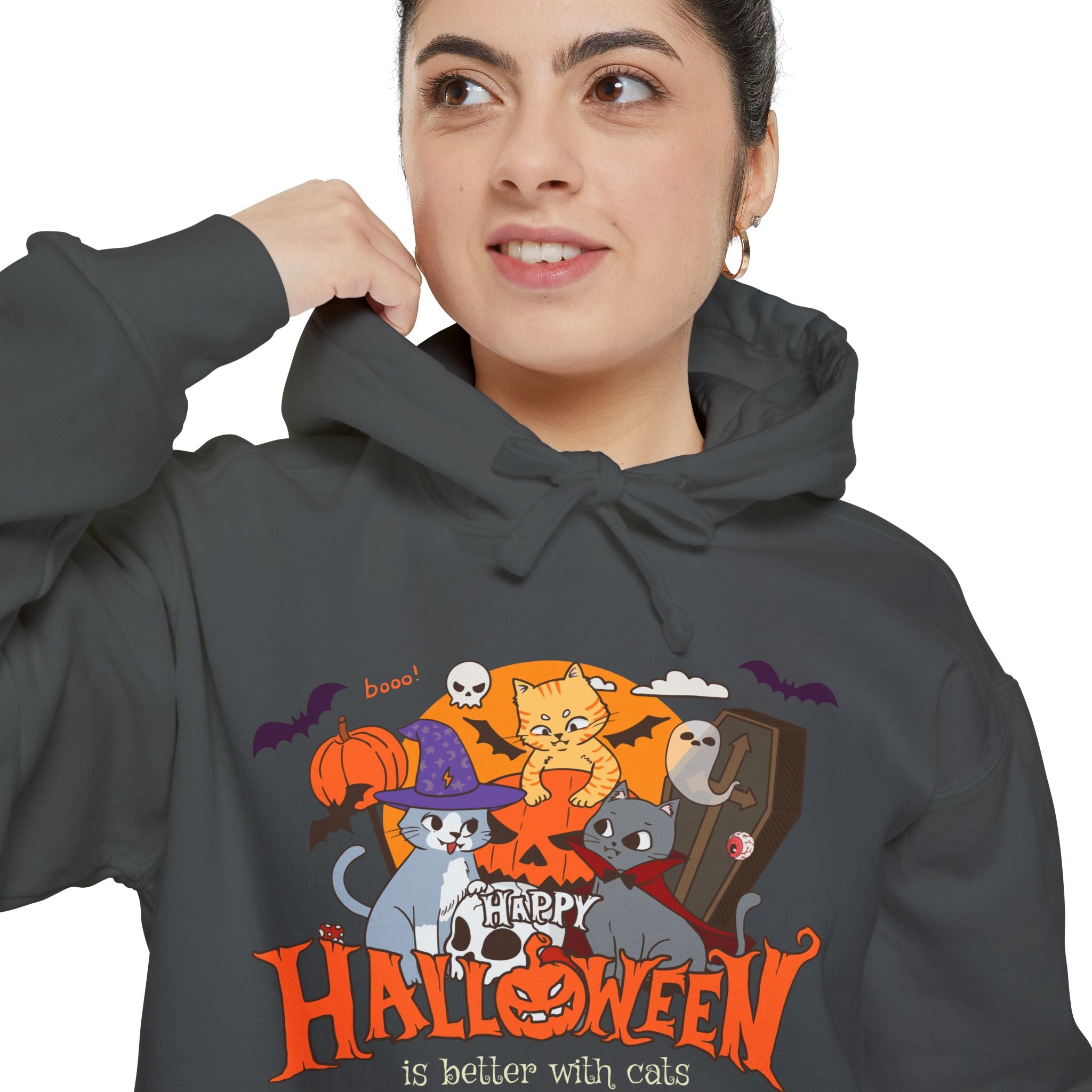 Halloween is Better with Cats | Unisex Garment-Dyed Hoodie