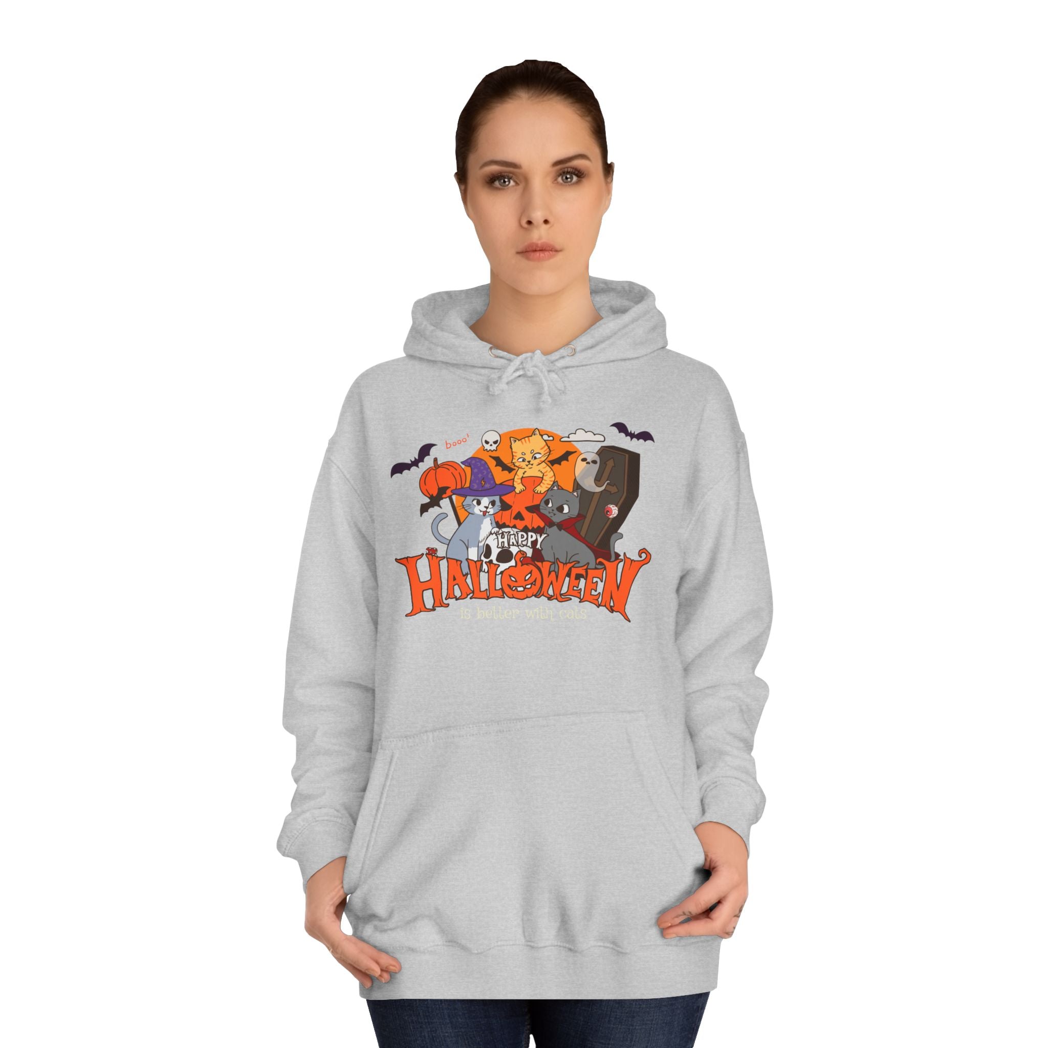 Halloween is Better with Cats | Unisex College Hoodie