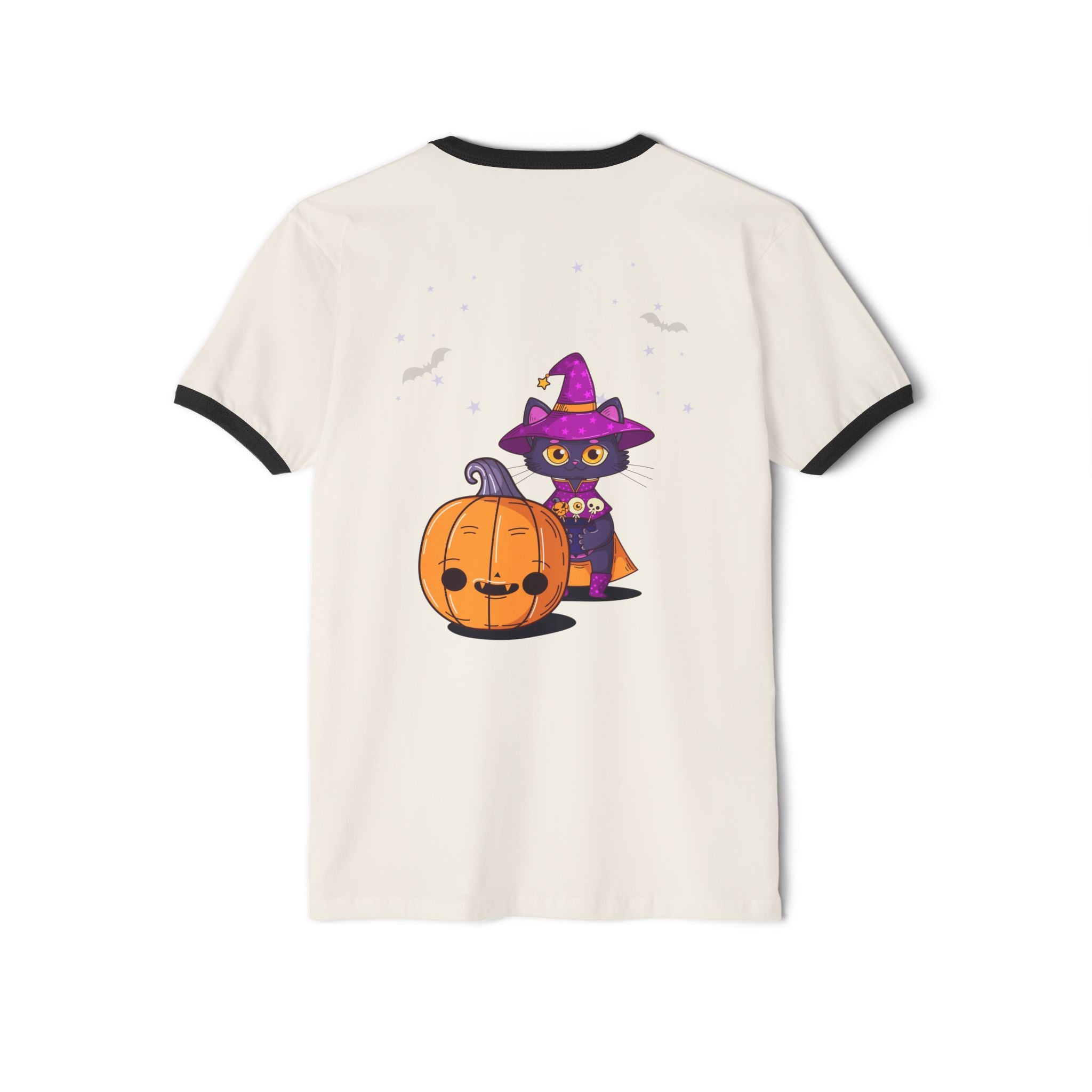 Halloween with Witch's Cats | Unisex Cotton Ringer T-Shirt