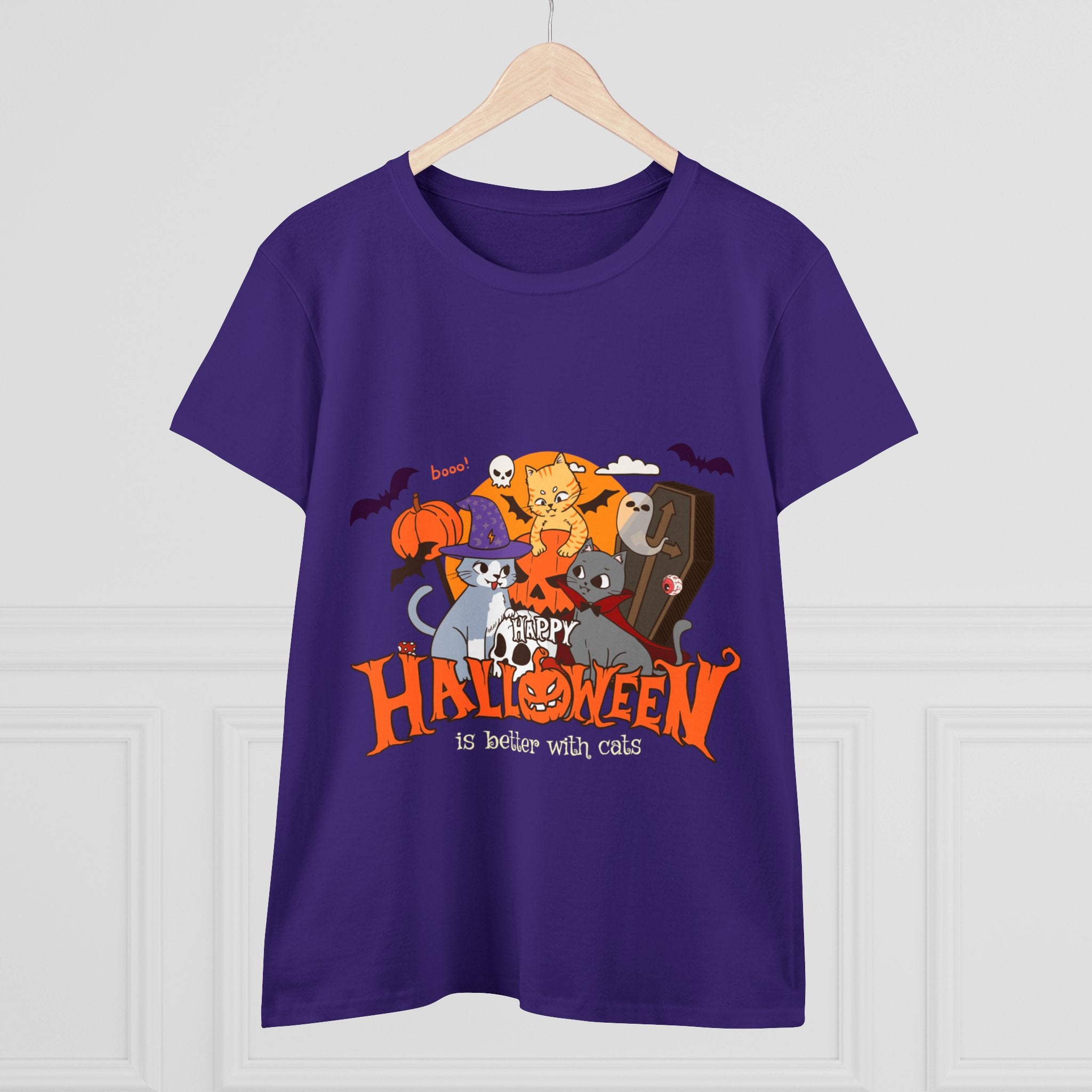 Halloween is Better with Cats | Women's Midweight Cotton Tee