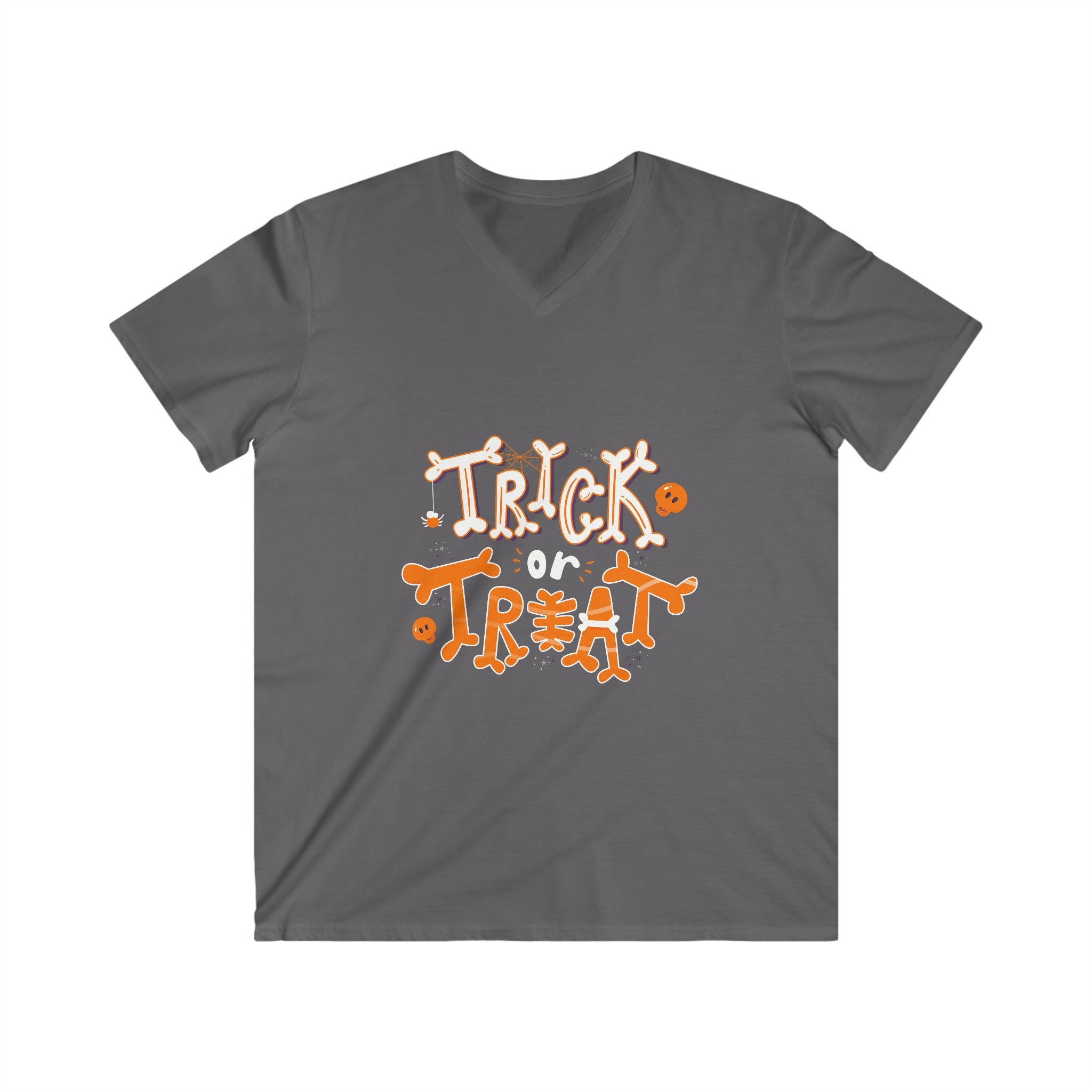 Halloween with Pumpkins | Men's Fitted V-Neck Short Sleeve Tee