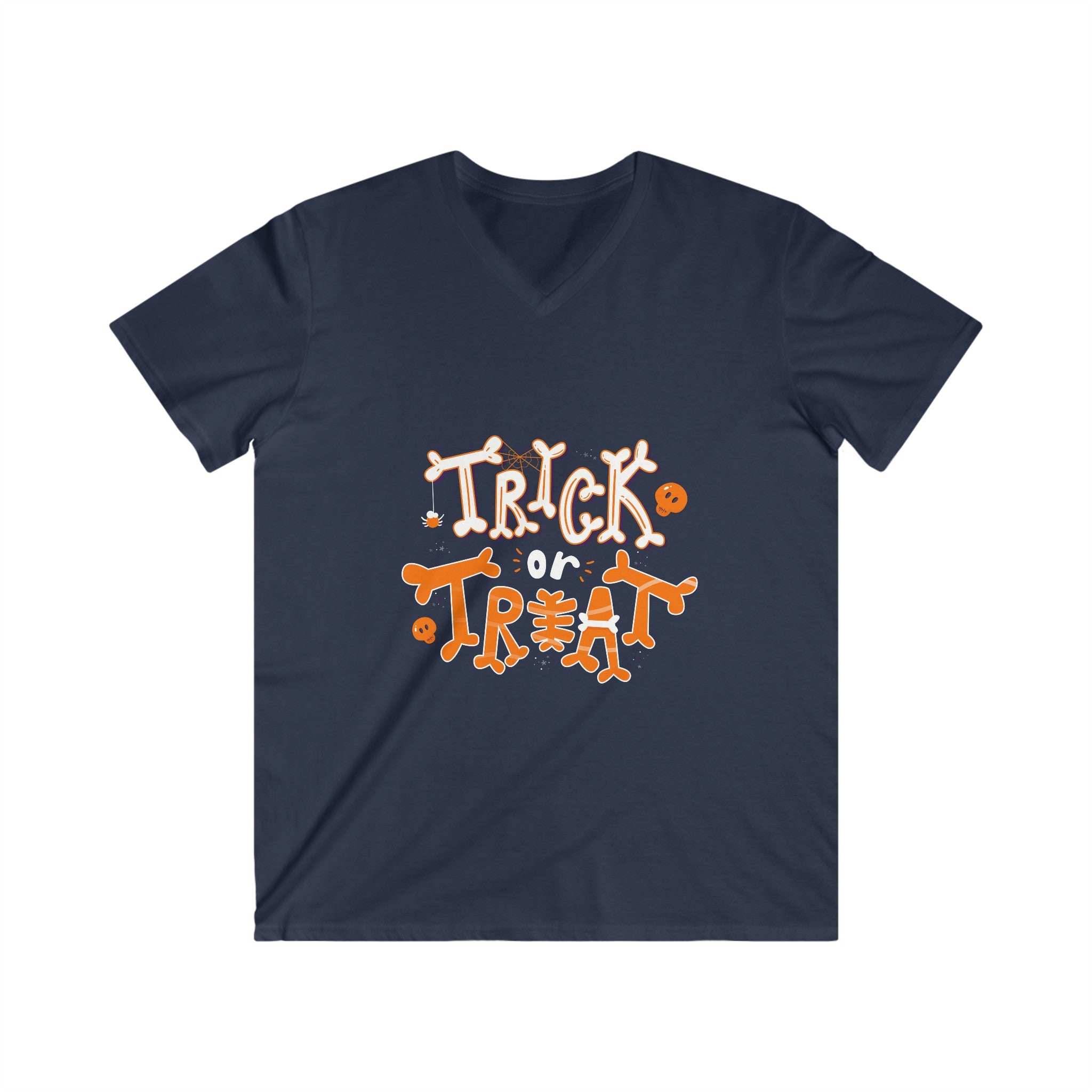 Halloween with Pumpkins | Men's Fitted V-Neck Short Sleeve Tee