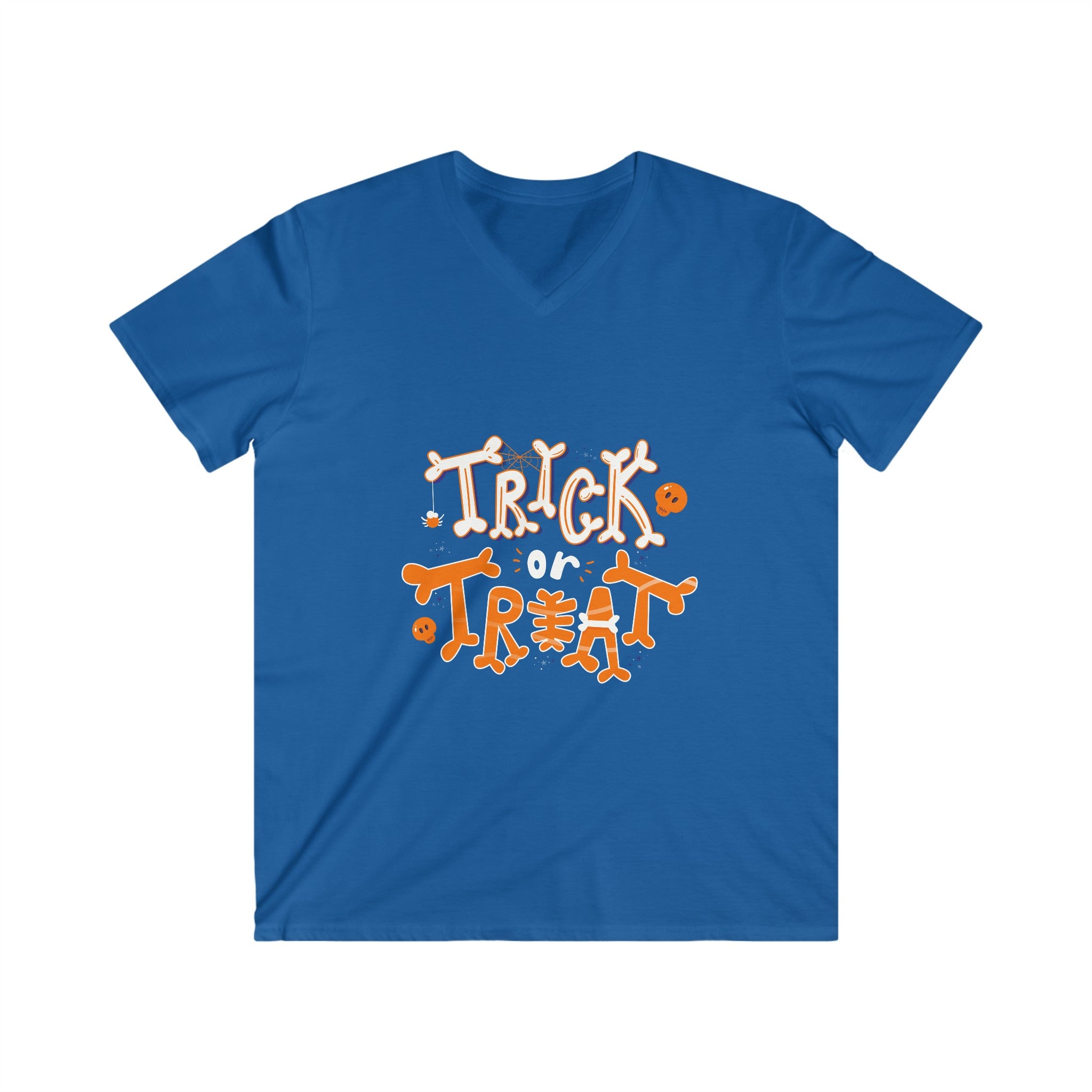 Halloween with Pumpkins | Men's Fitted V-Neck Short Sleeve Tee