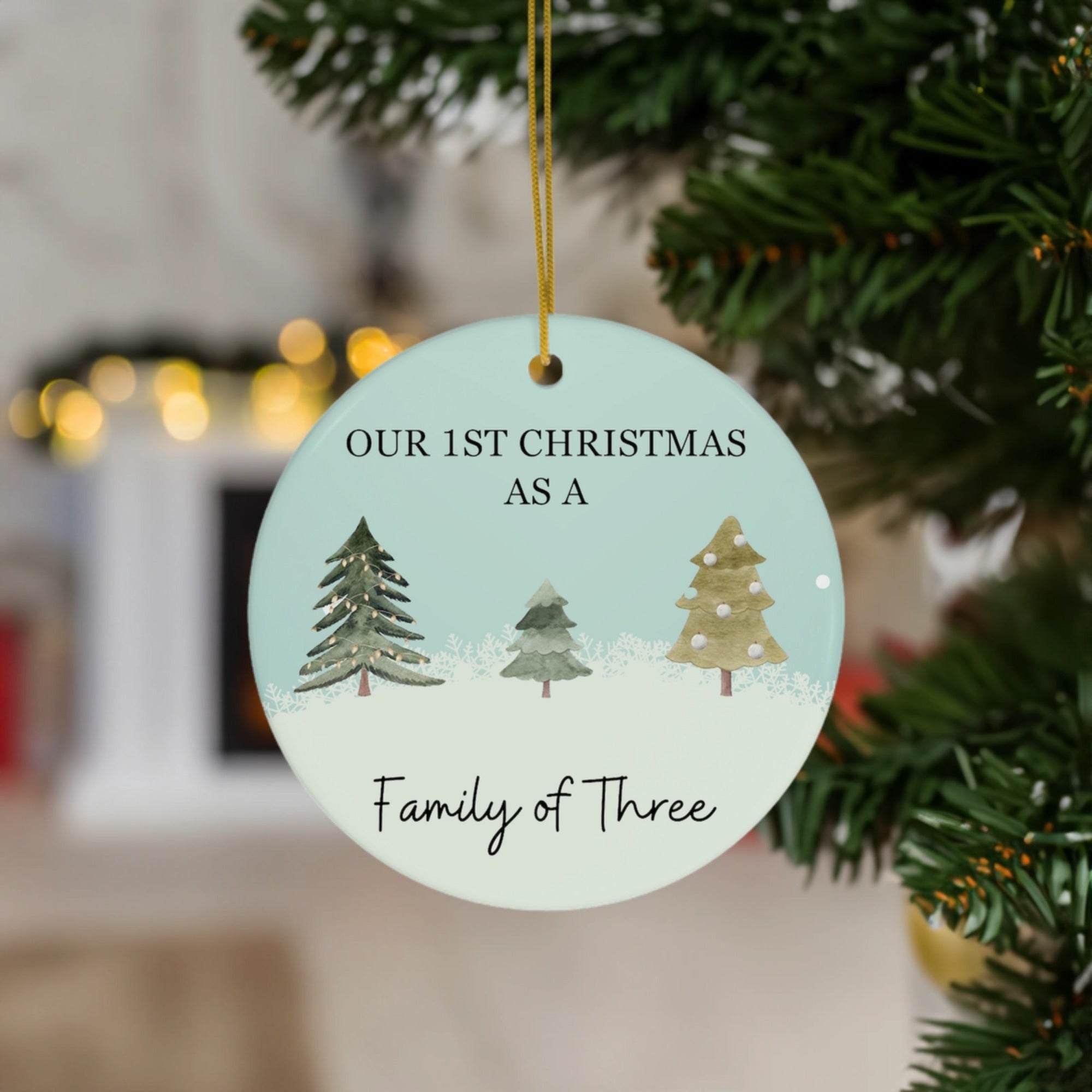 Our First Christmas as a Family of Three | Celebrate New Beginnings | Ceramic Ornament