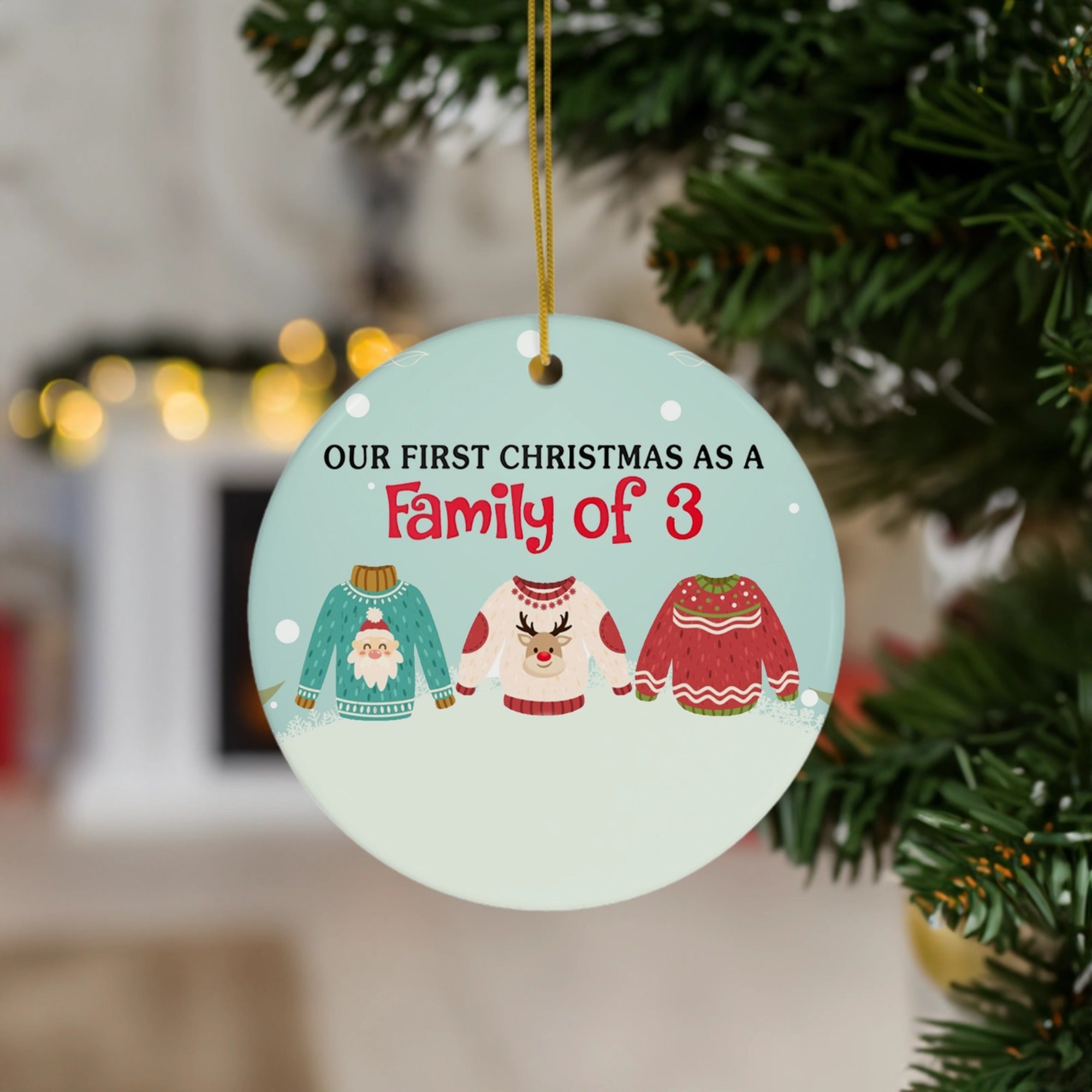 Festive Sweater | Our First Christmas as a Family of 3 | Ceramic Ornament