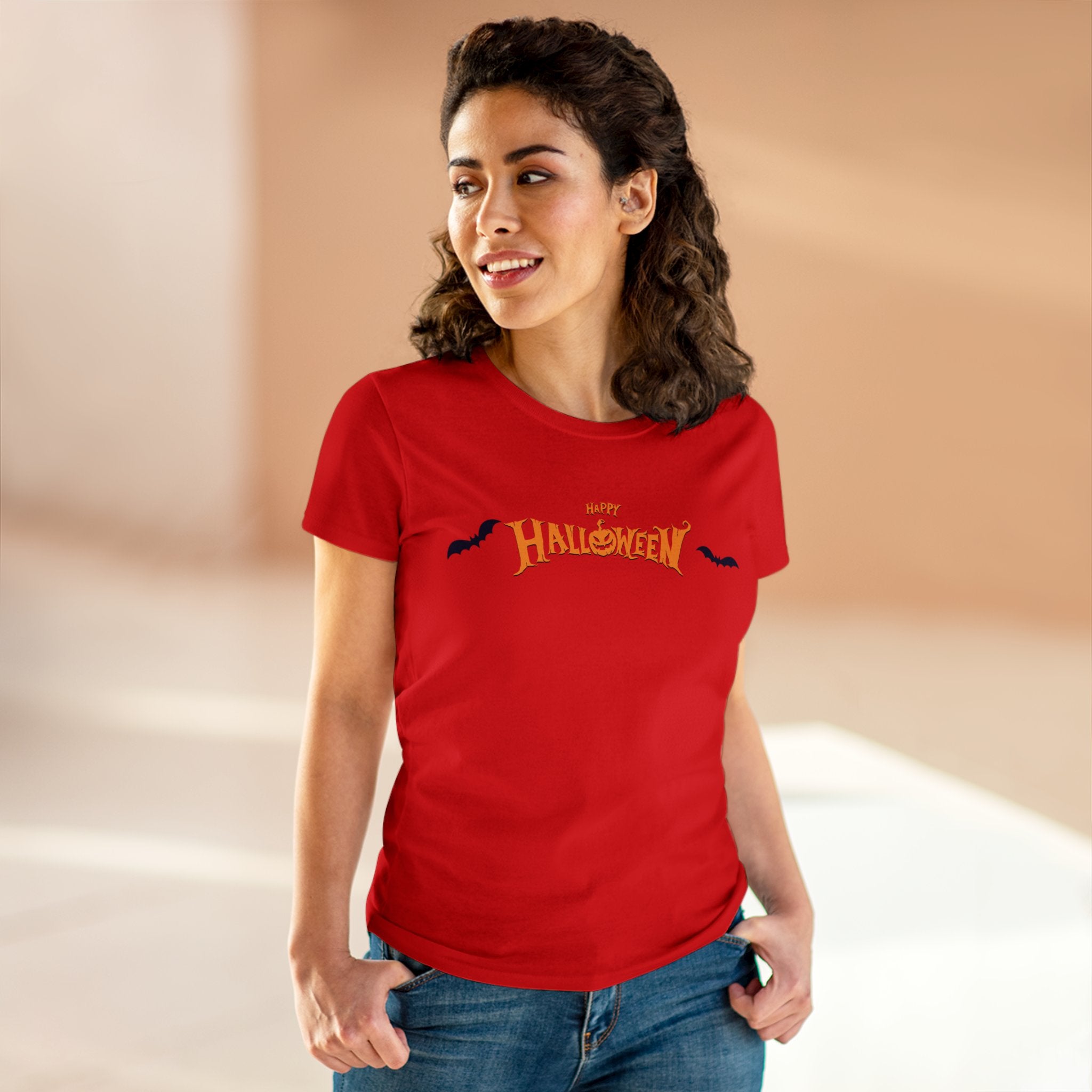 Halloween with Bats | Women's Midweight Cotton Tee