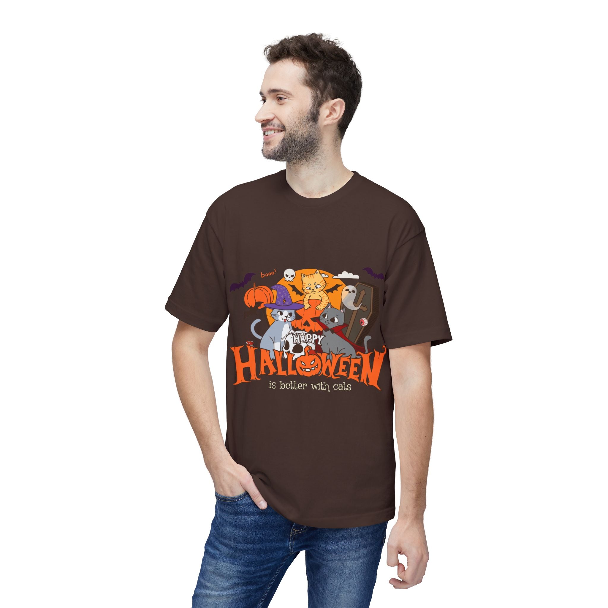 Halloween is Better with Cats | Unisex Midweight T-shirt, Made in US