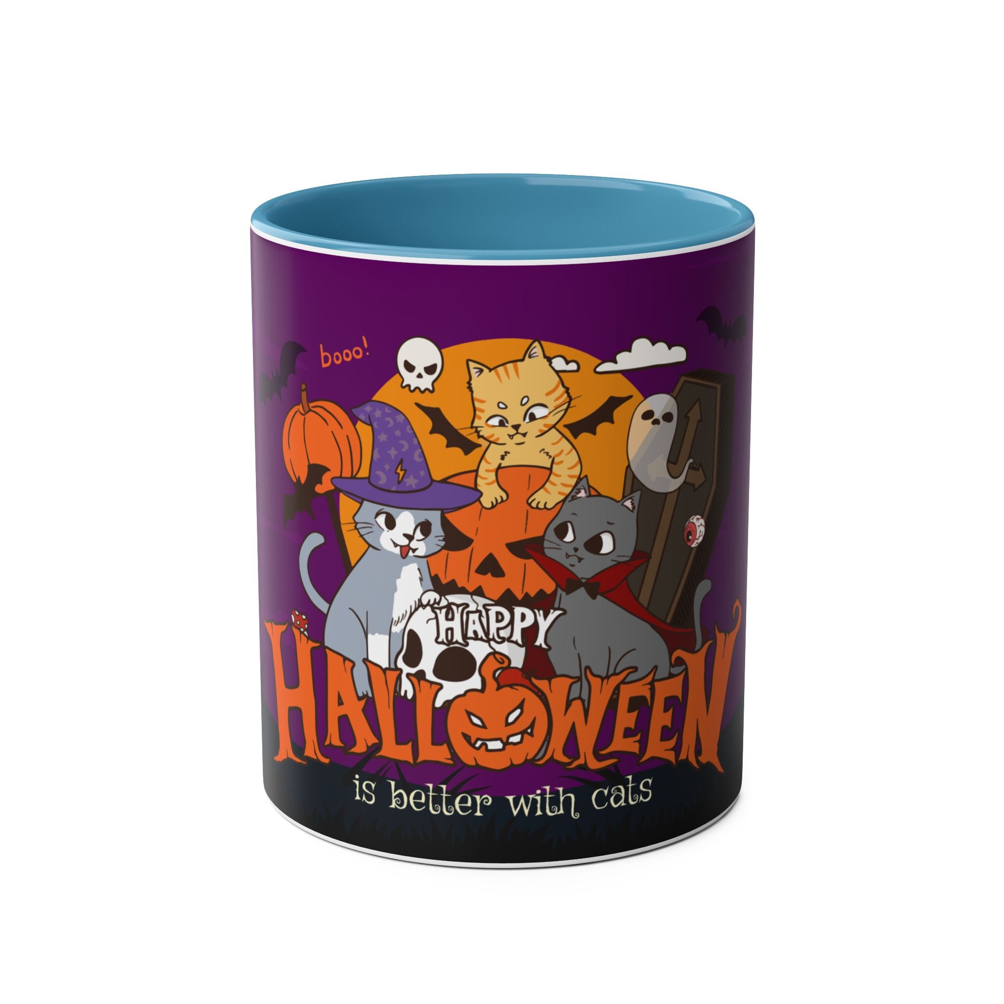 Happy Halloween is Better with Cats | Two-Tone Coffee Mugs