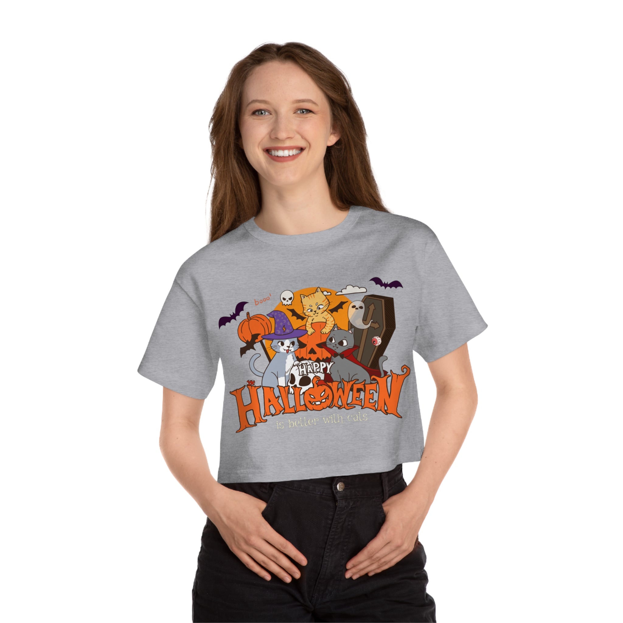 Halloween is Better with Cats | Champion Women's Heritage Cropped T-Shirt