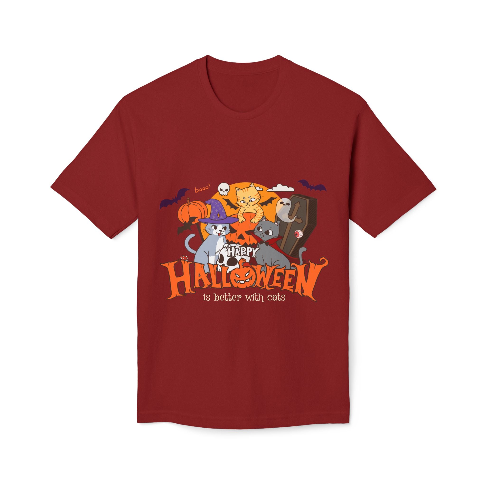 Halloween is Better with Cats | Unisex Midweight T-shirt, Made in US
