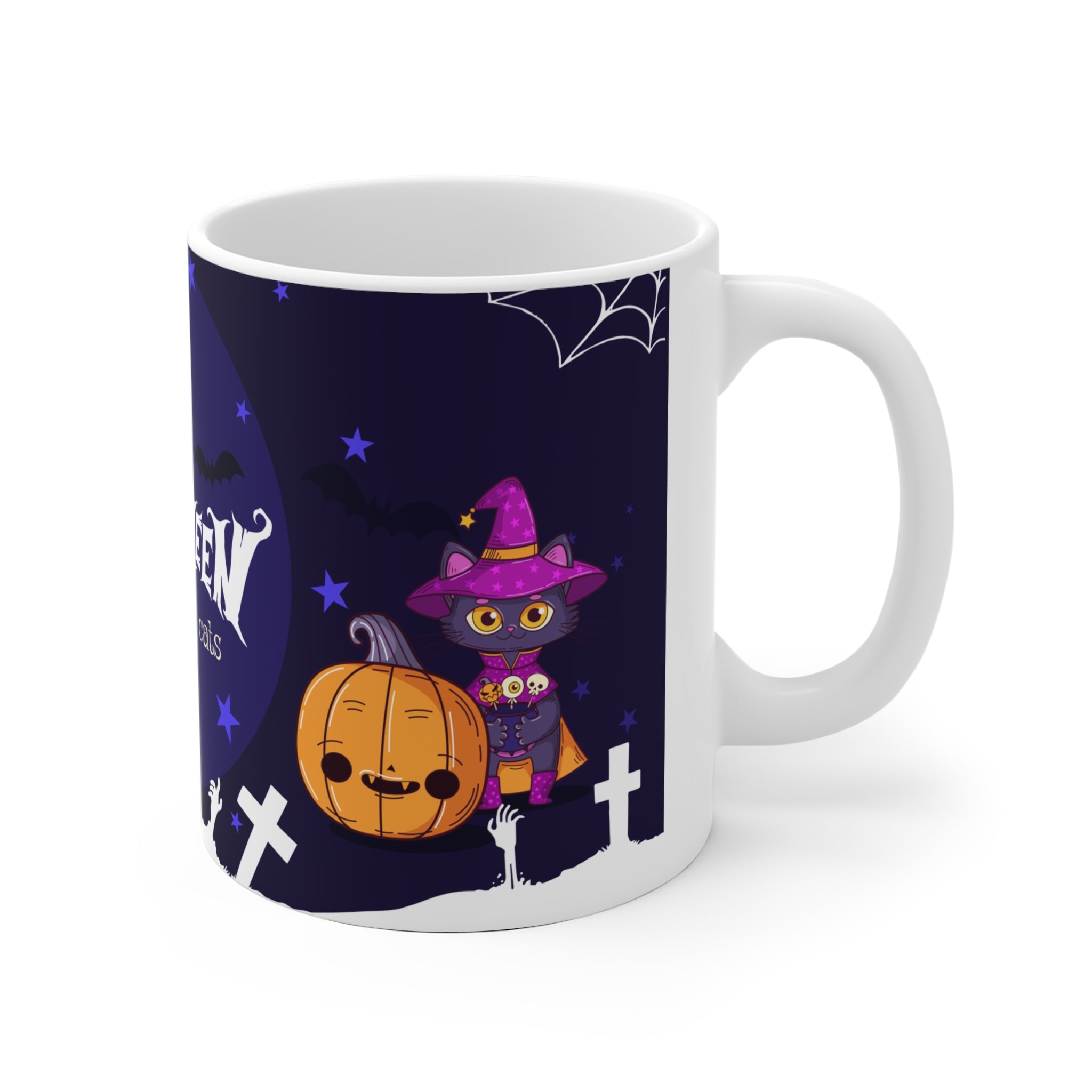 Happy Halloween with Witch's Cats | Ceramic Mug