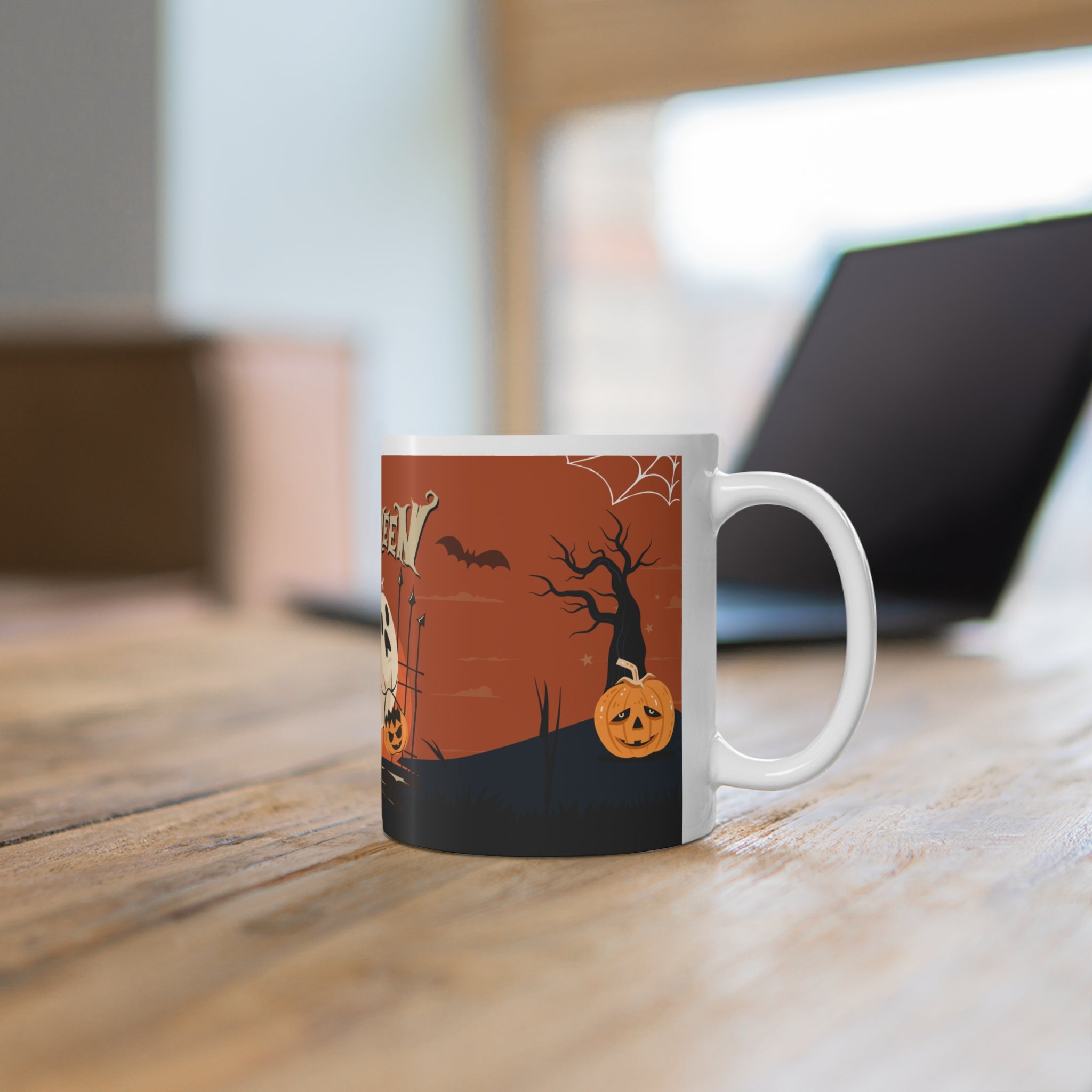 Happy Halloween with Pumpkin | White Ceramic Mug
