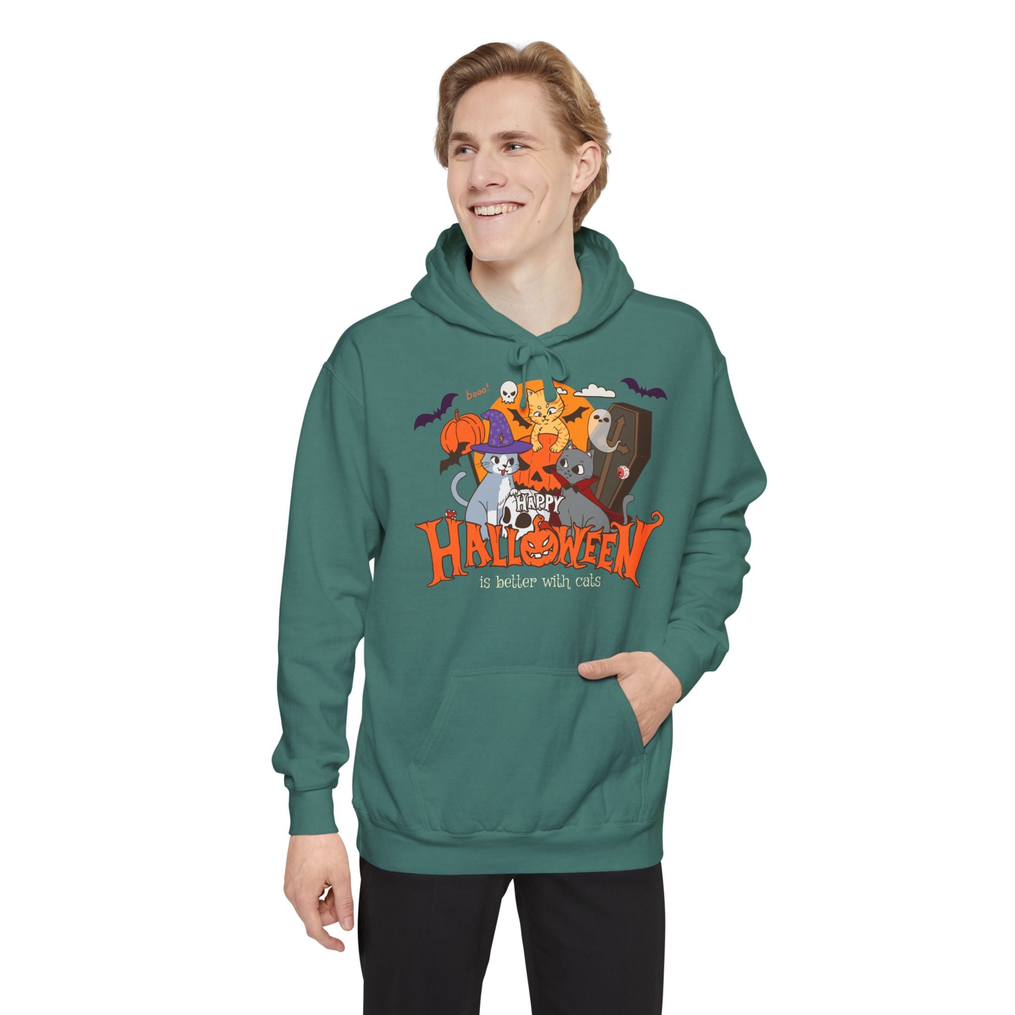 Halloween is Better with Cats | Unisex Garment-Dyed Hoodie