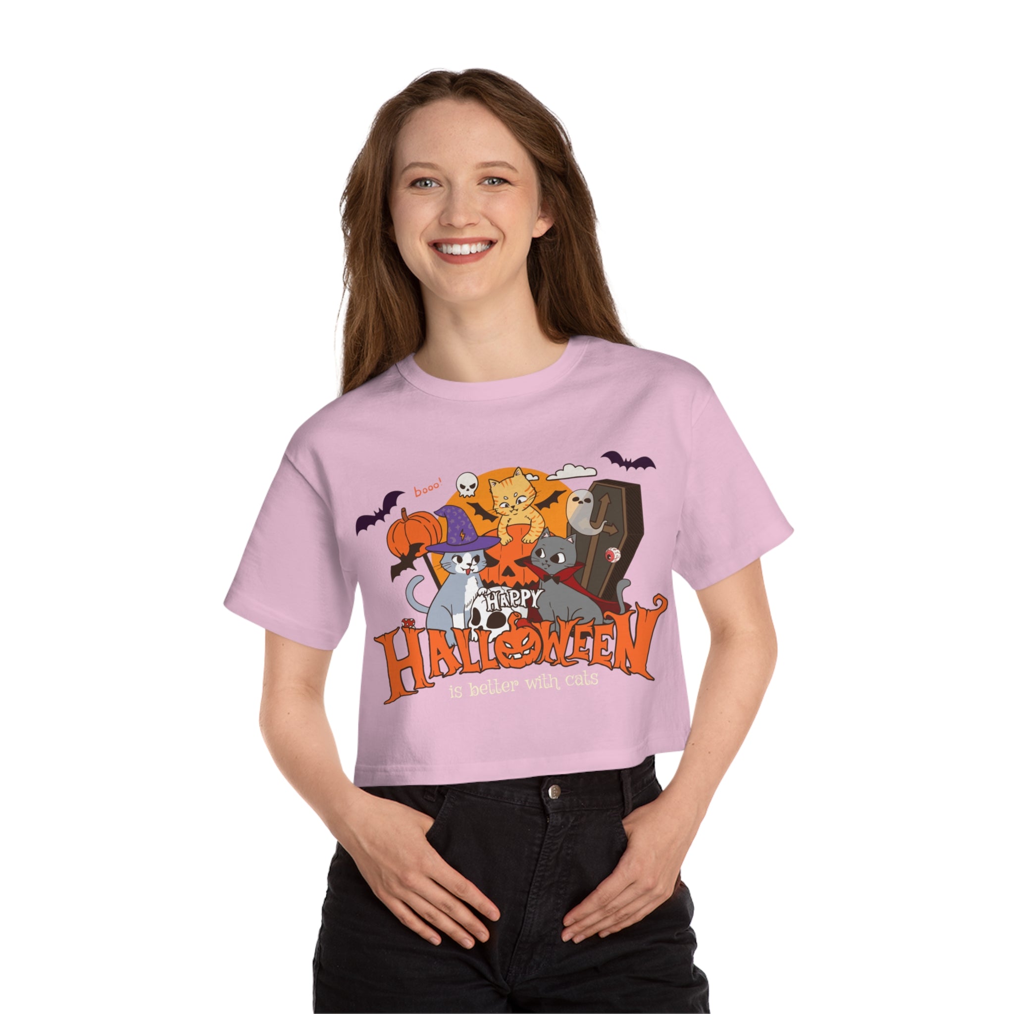 Halloween is Better with Cats | Champion Women's Heritage Cropped T-Shirt