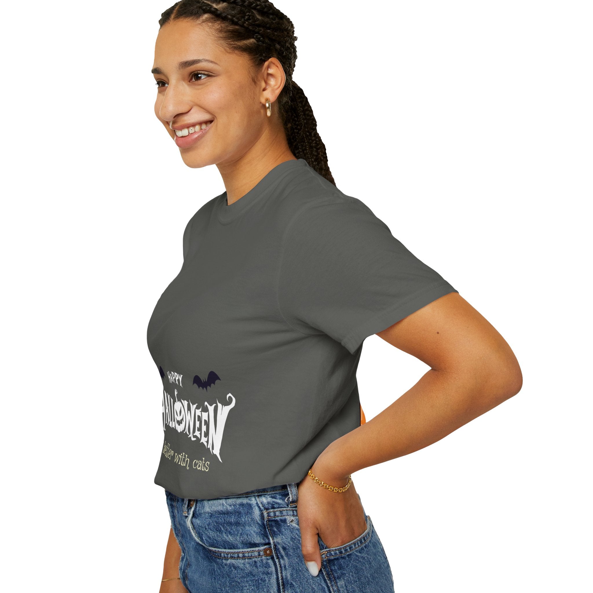 Halloween with Witch's Cats | Unisex Garment-Dyed T-shirt