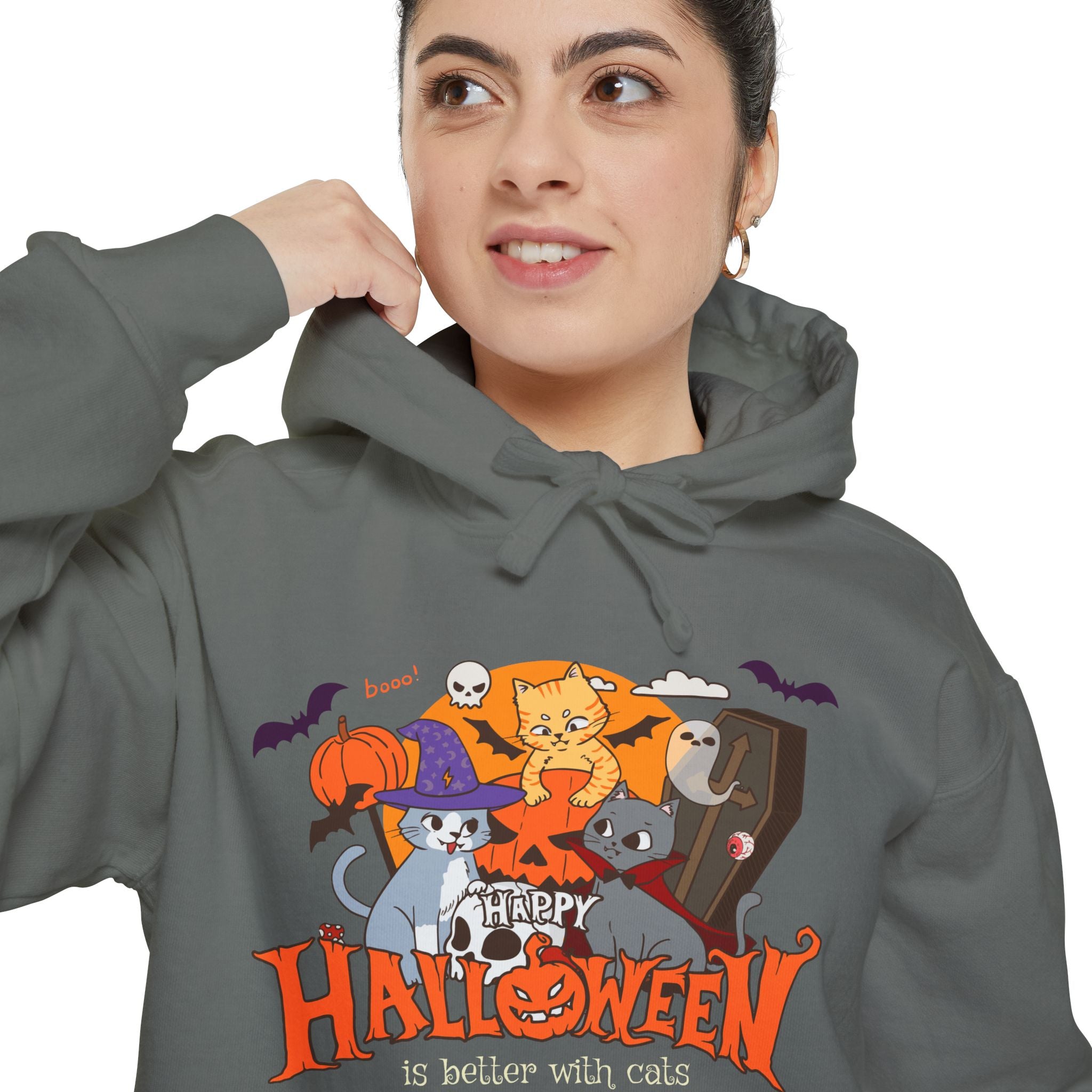 Halloween is Better with Cats | Unisex Garment-Dyed Hoodie