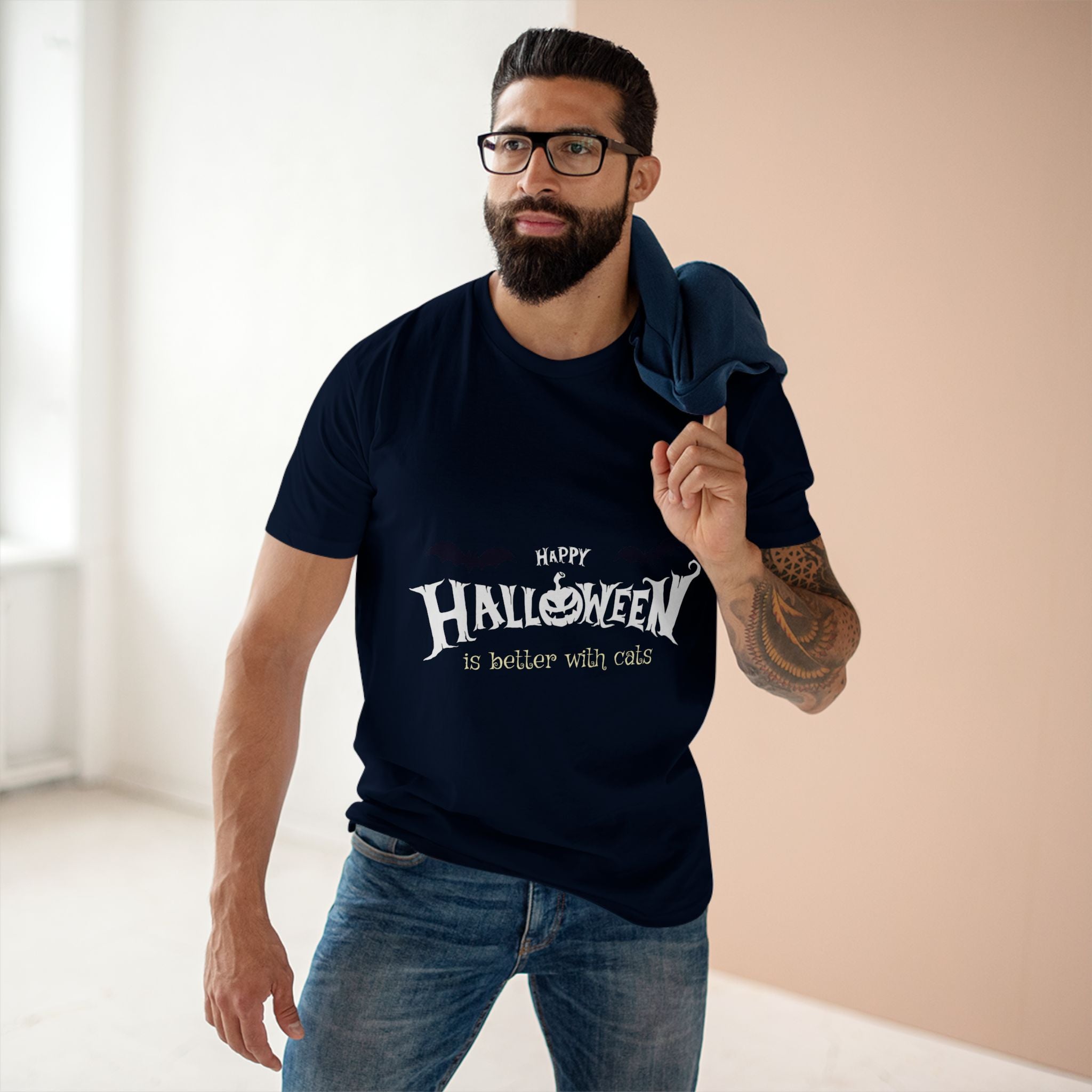 Halloween with Witch's Cats | Men's Staple Tee