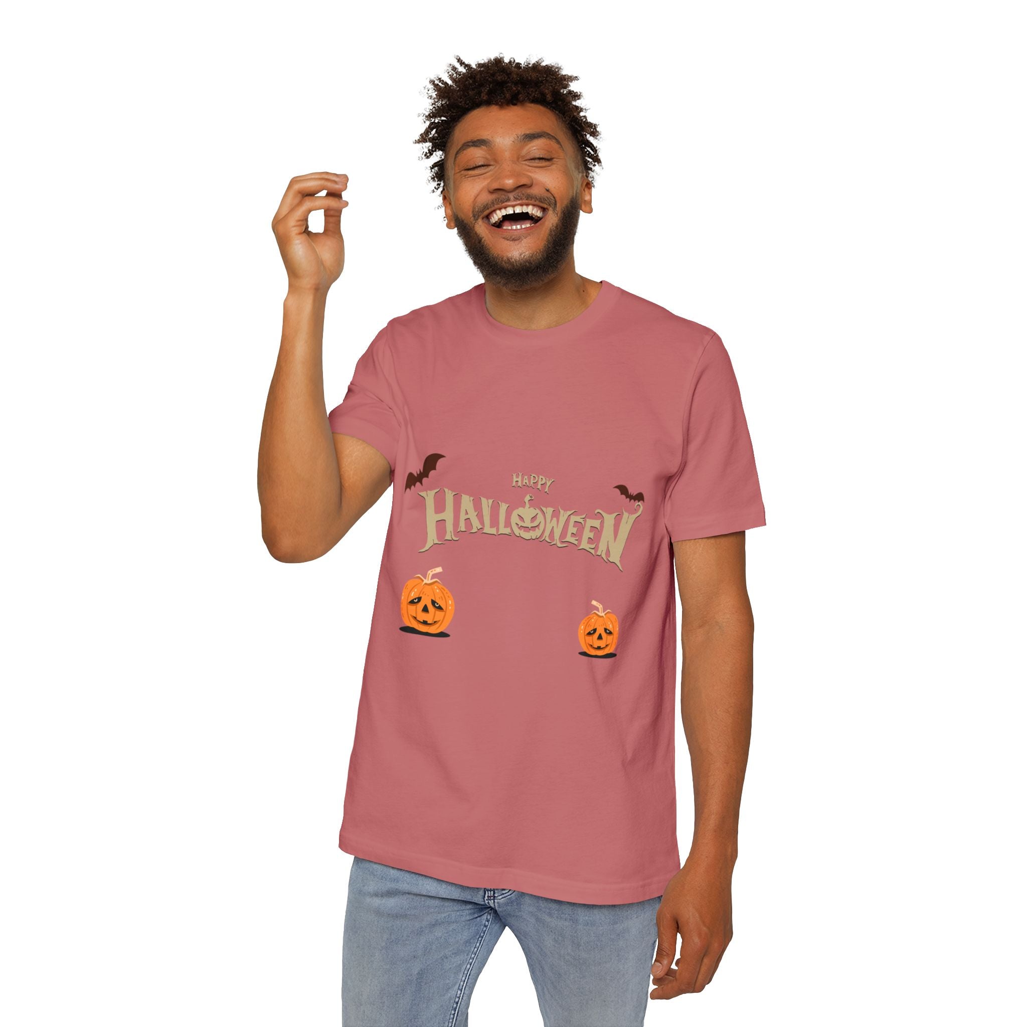Halloween with Pumpkins | USA-Made Unisex Short-Sleeve Jersey T-Shirt