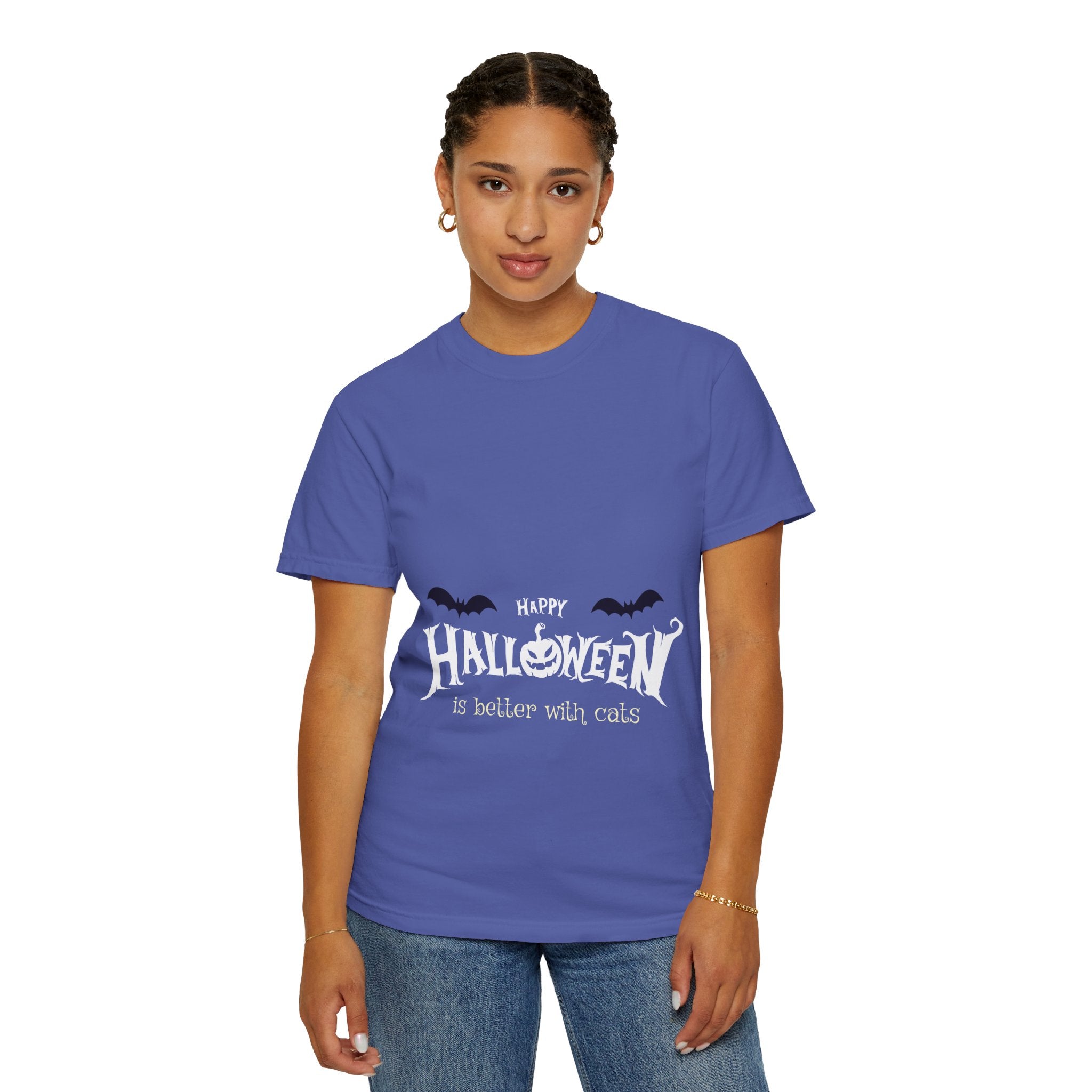 Halloween with Witch's Cats | Unisex Garment-Dyed T-shirt