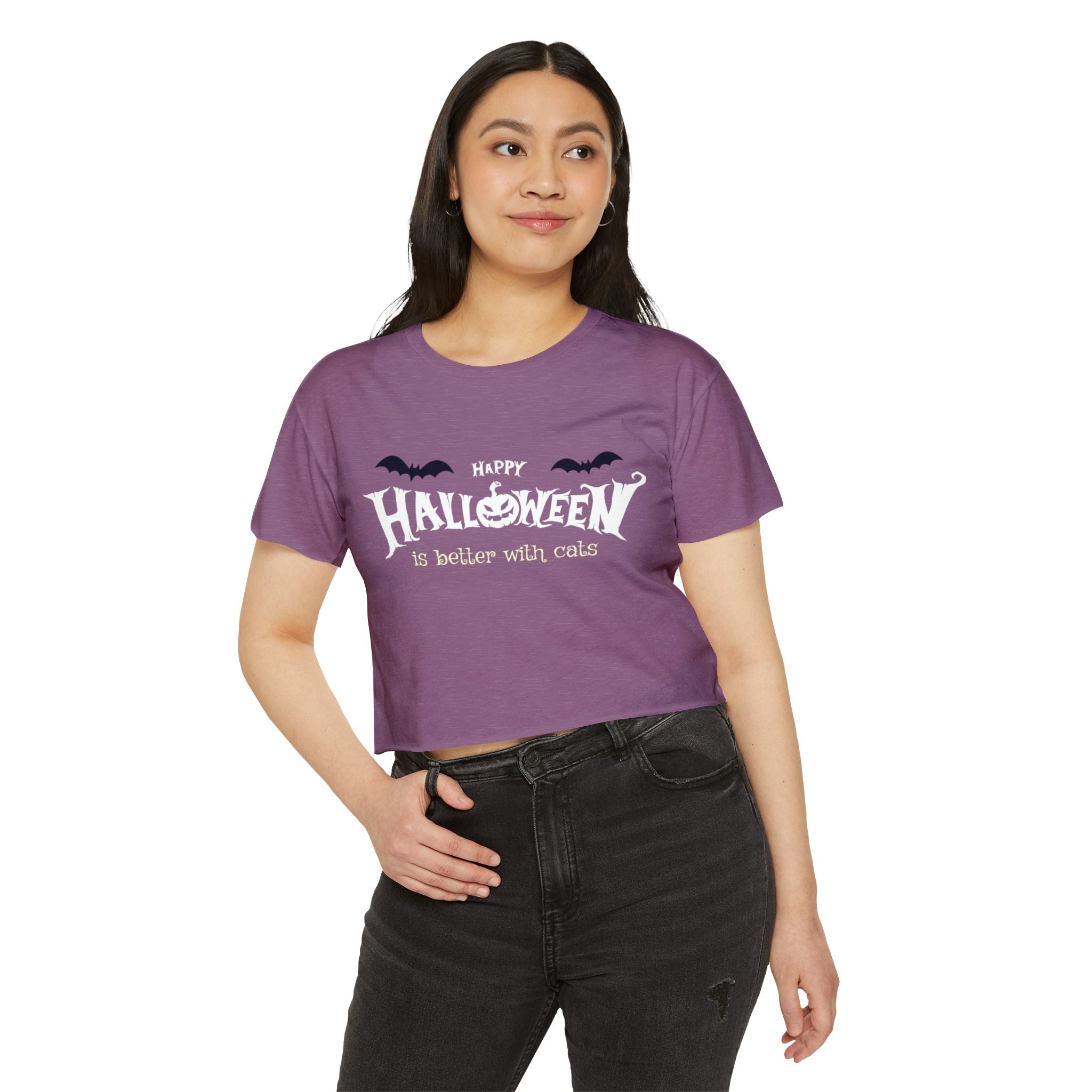 Halloween with Witch's Cats | Women's Festival Crop Top