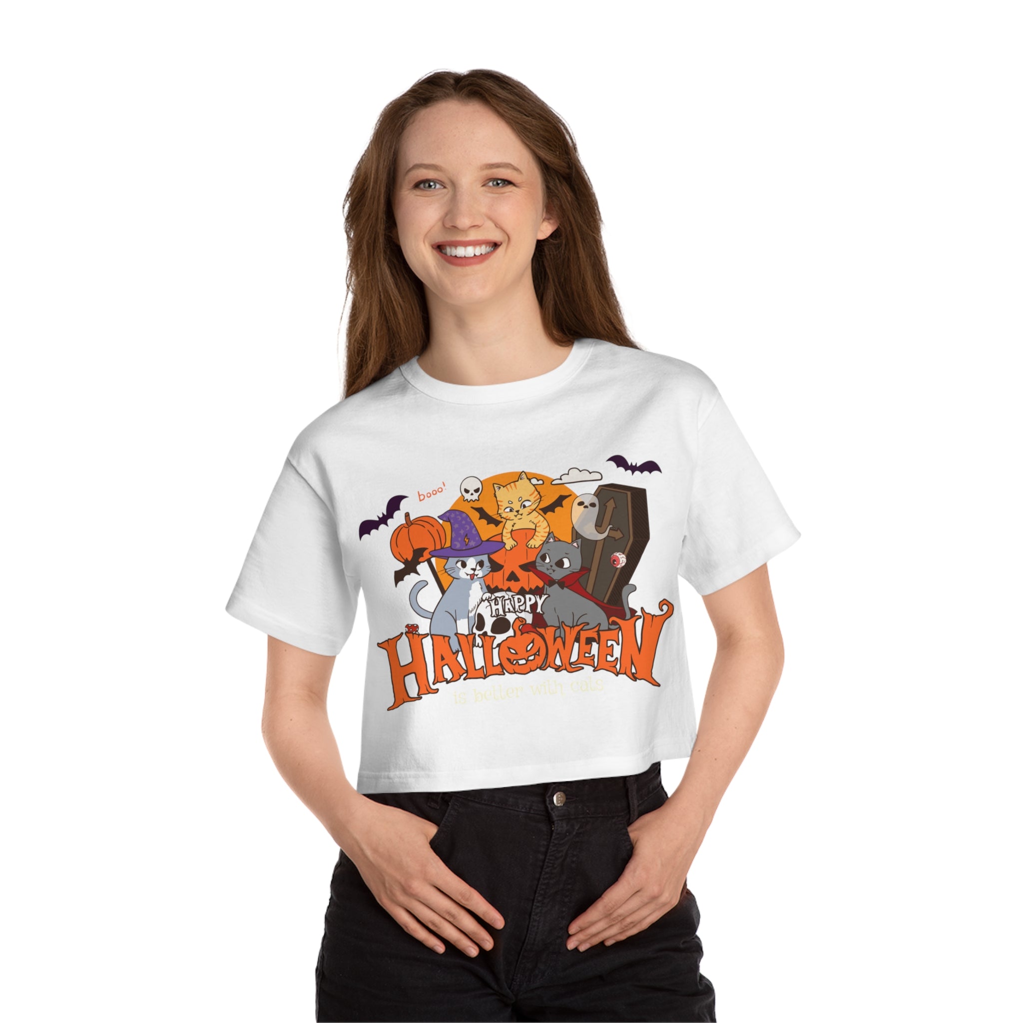 Halloween is Better with Cats | Champion Women's Heritage Cropped T-Shirt