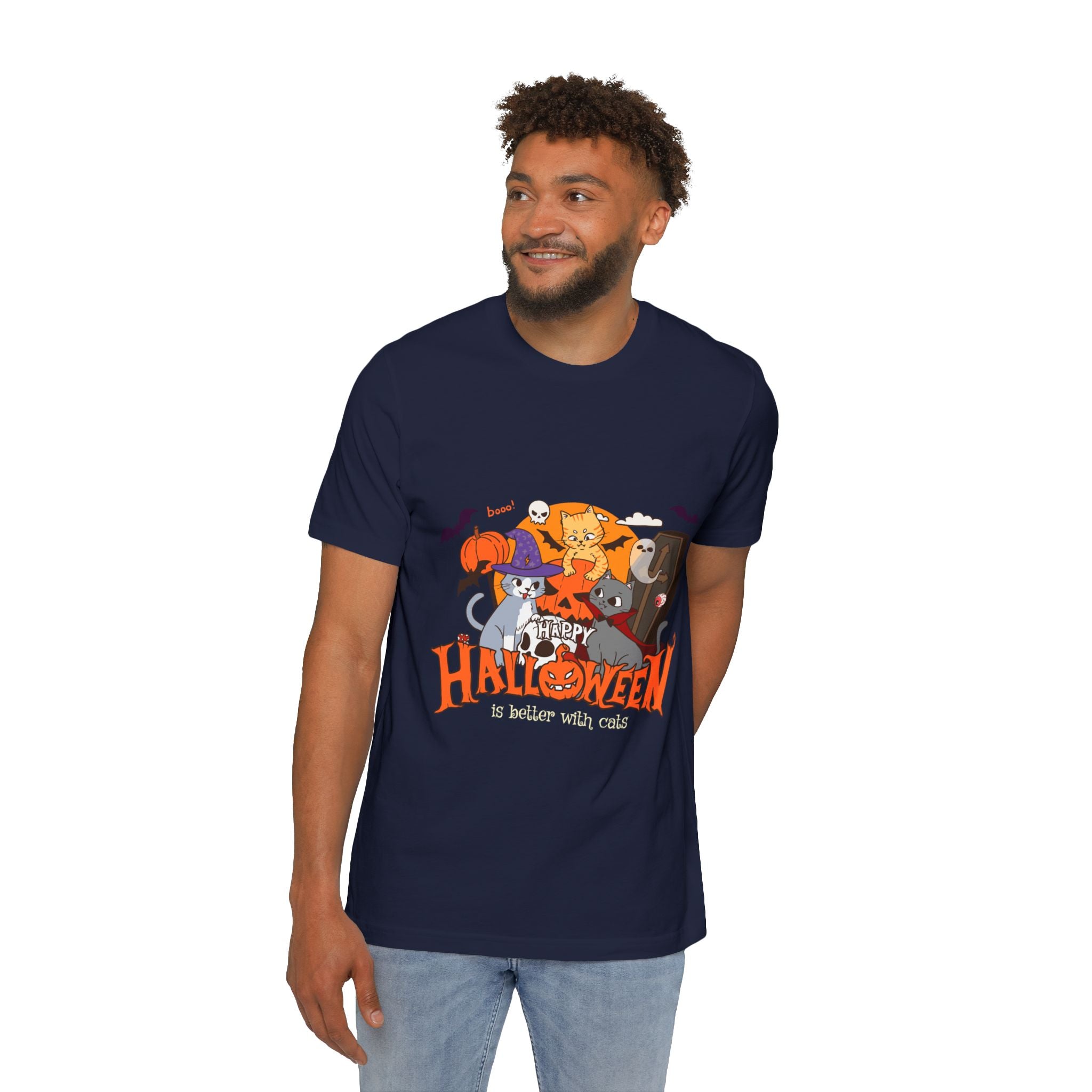 Halloween is Better with Cats | USA-Made Unisex Short-Sleeve Jersey T-Shirt
