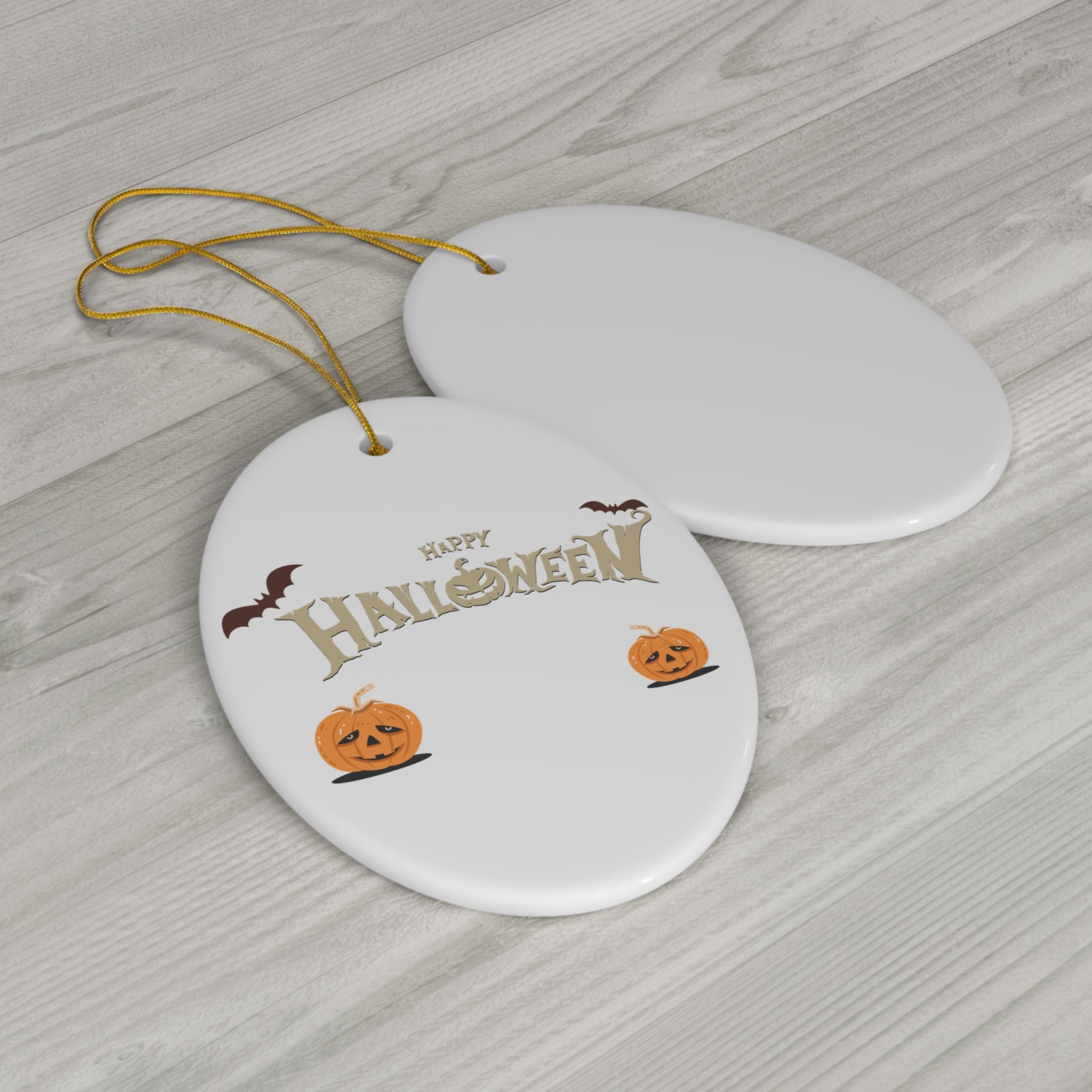 Happy Halloween with Pumpkin | Ceramic Ornament