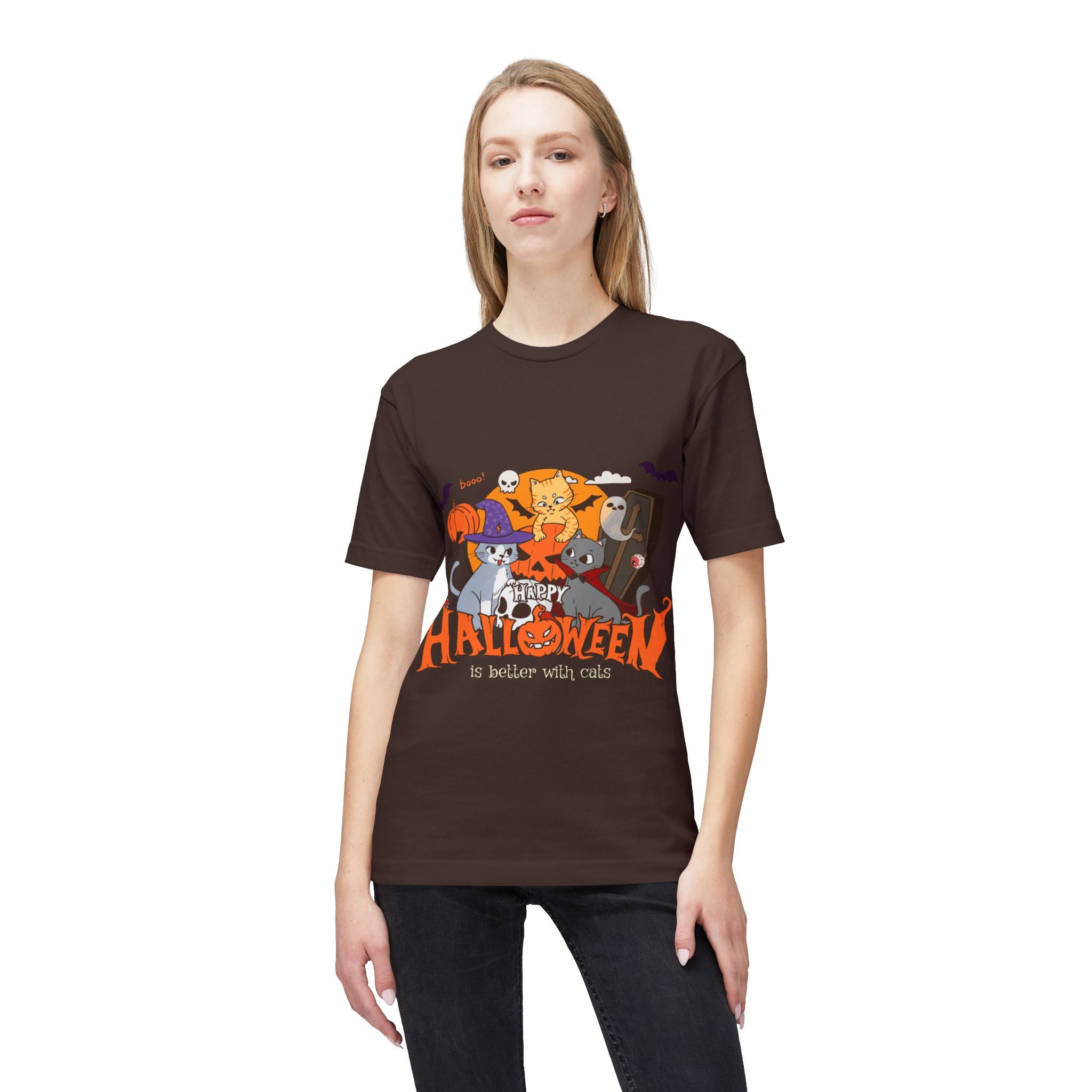 Halloween is Better with Cats | Unisex Midweight T-shirt, Made in US
