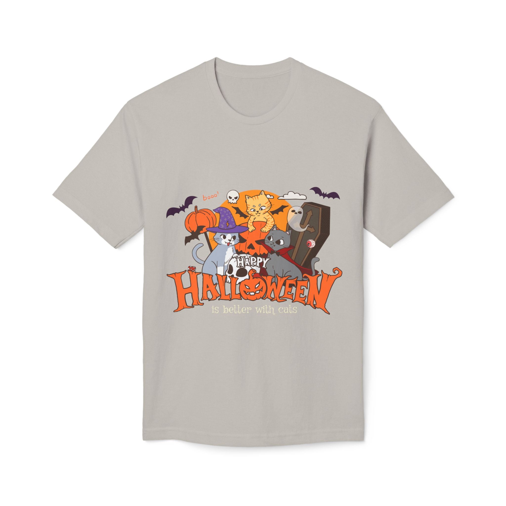 Halloween is Better with Cats | Unisex Midweight T-shirt, Made in US