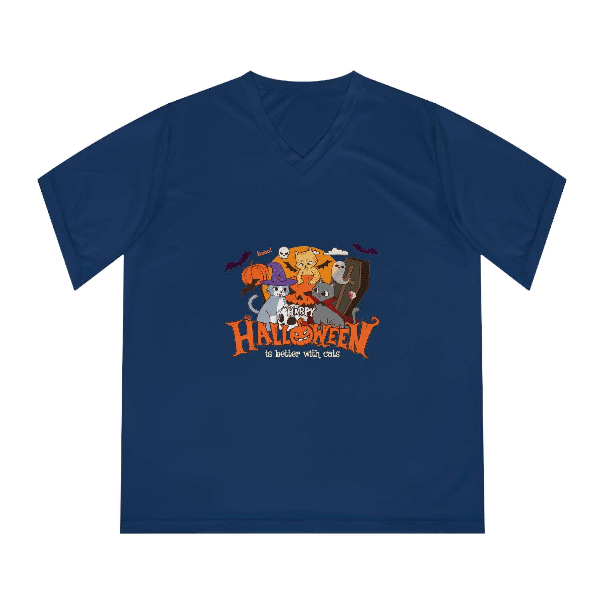 Halloween is Better with Cats | Women's Performance V-Neck T-Shirt