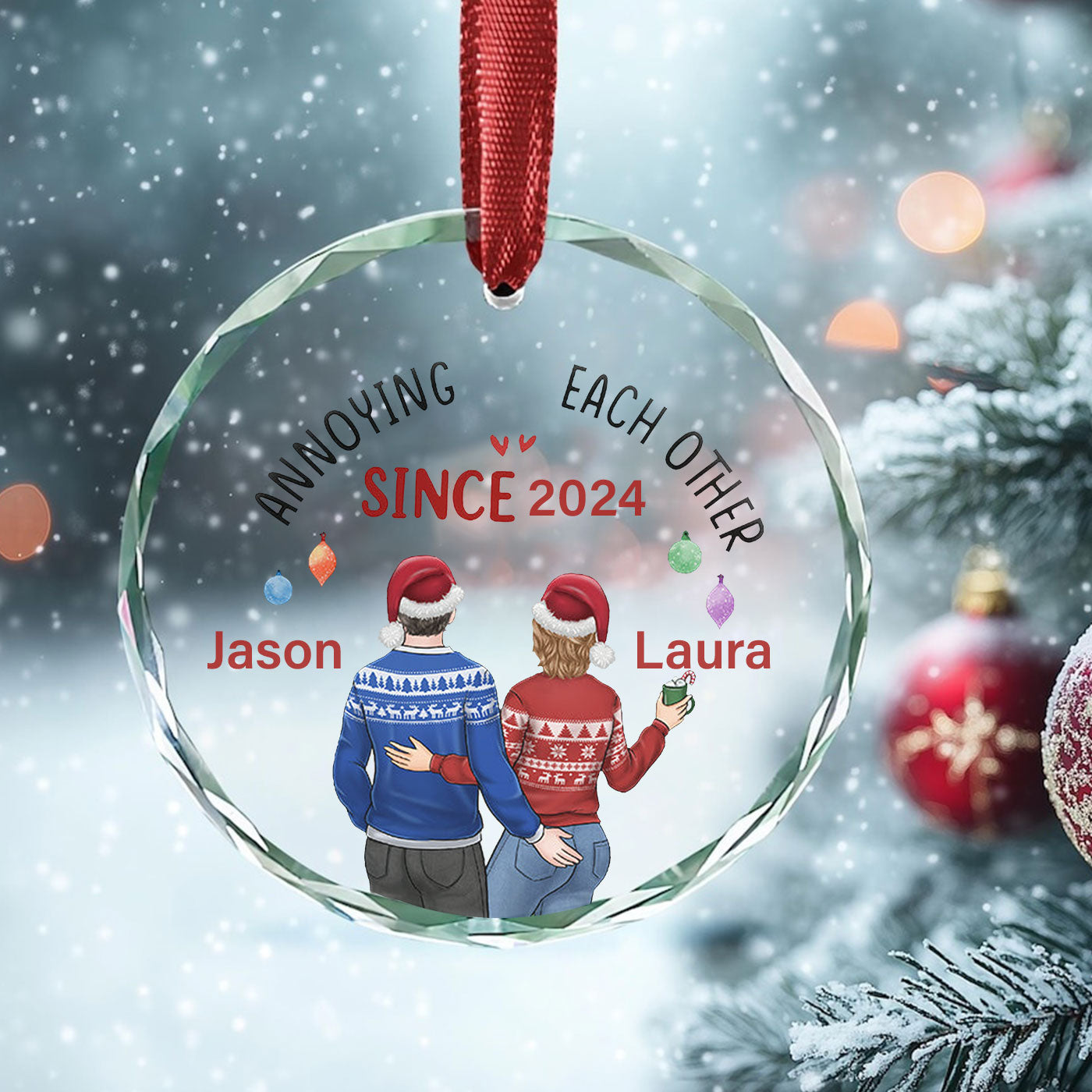 Annoying Each Other Since... Christmas | Celebrate Fun and Love | Glass Ornament