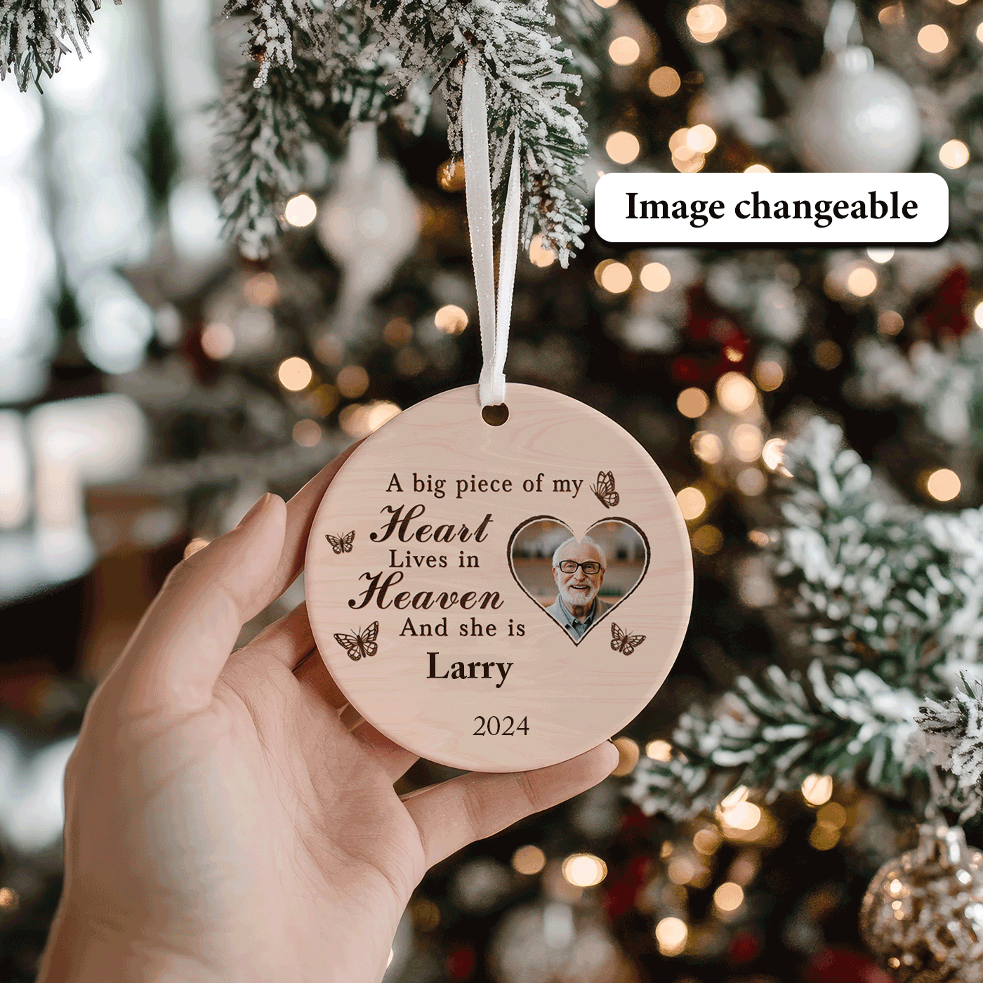 Christmas Memorial with Heartfelt | A Big Piece of My Heart Lives in Heaven | Ceramic Ornament