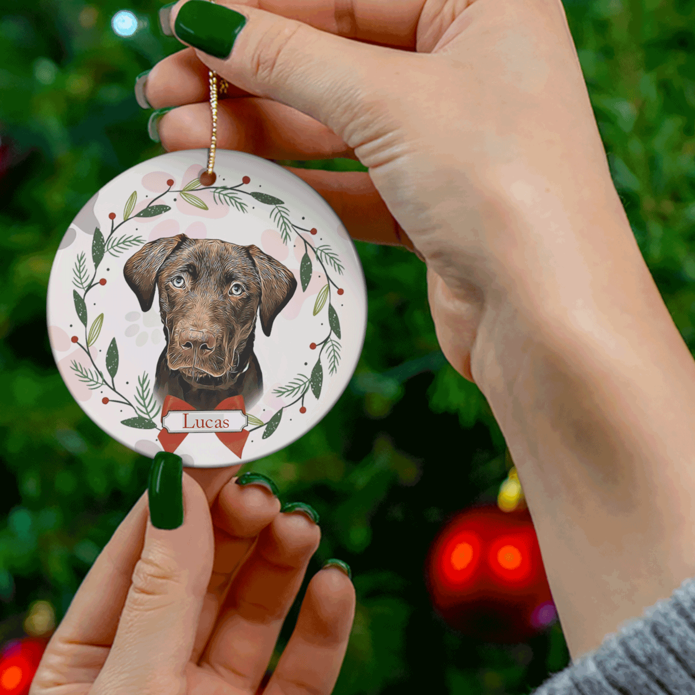 Custom Dog Christmas | Personalized Holiday Decor for Pet Lovers | Ceramic Ornament
