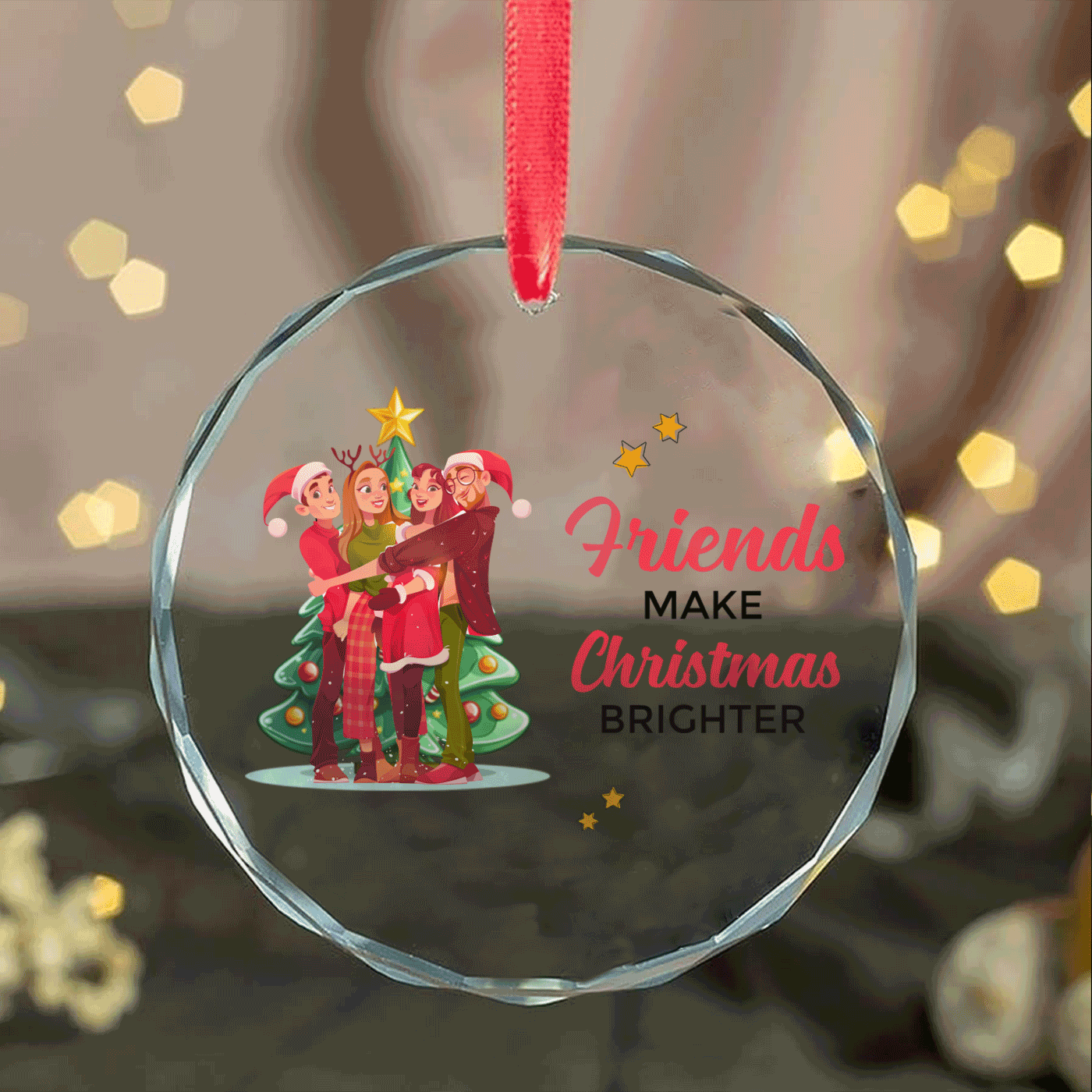 Christmas Family Hug | Holiday Warmth and Togetherness | Glass Ornament