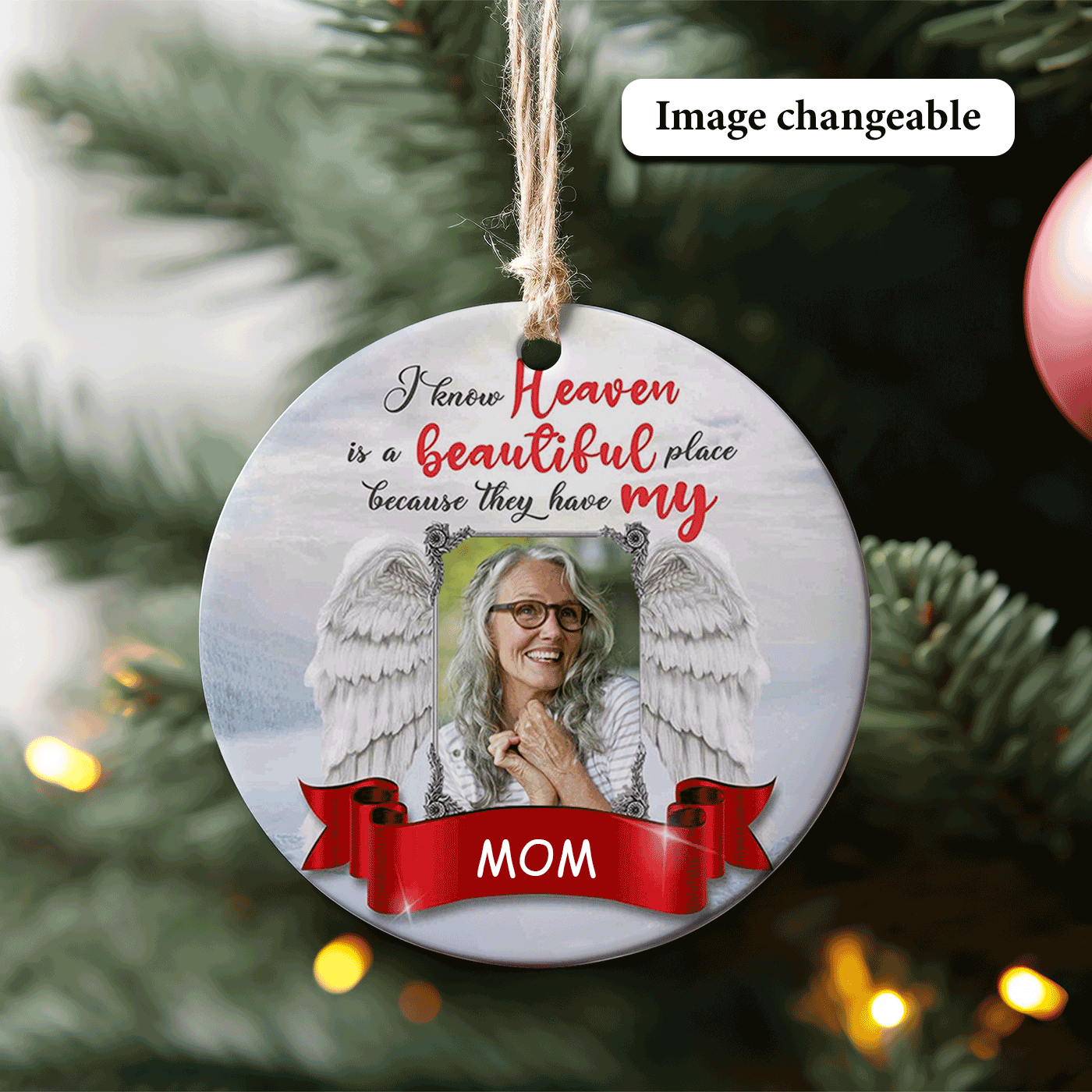 Angel Wings Memorial | "Heaven is a Beautiful Place | Christmas | Ceramic Ornament